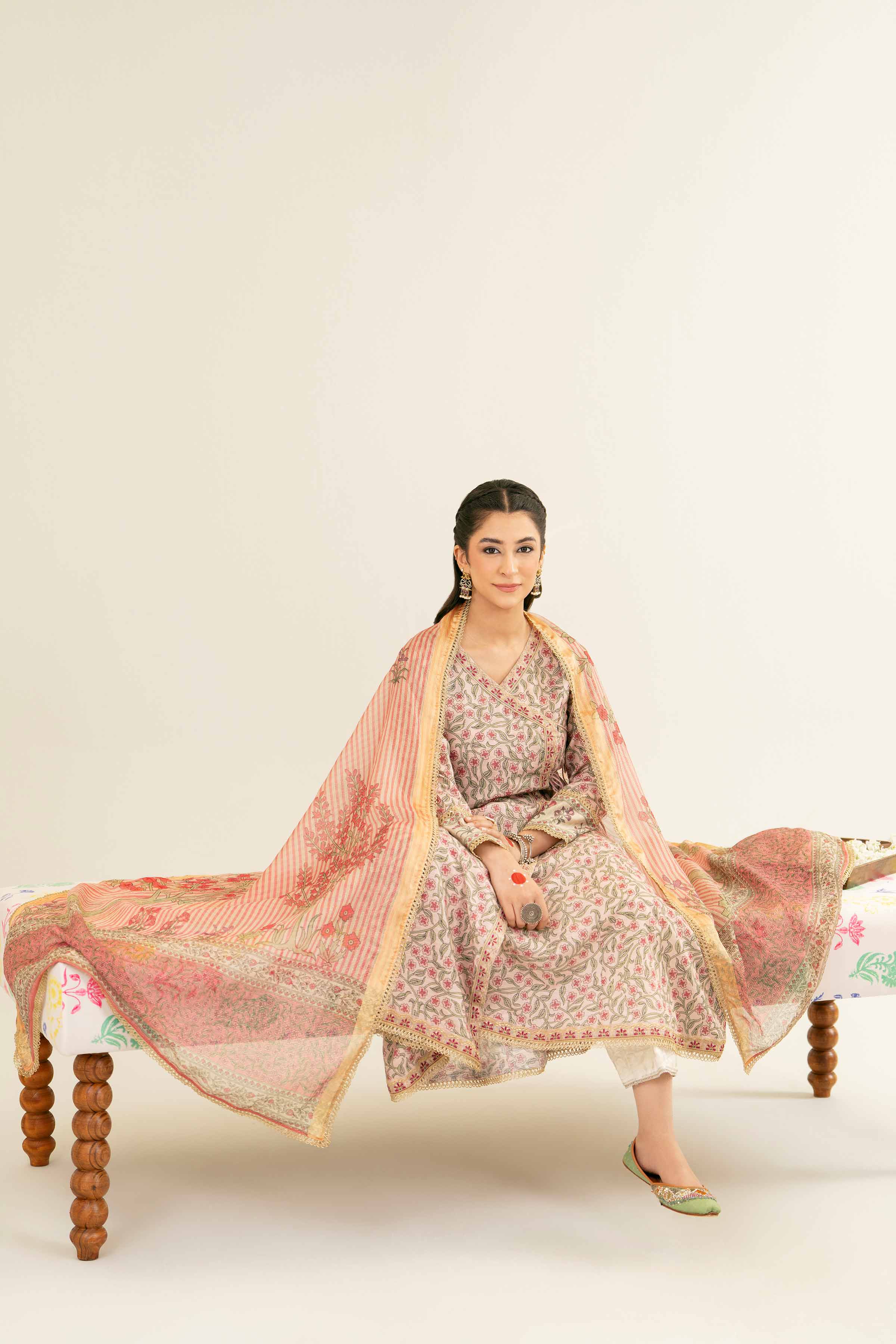 2 Piece - Printed Embroidered Suit - PE25-260