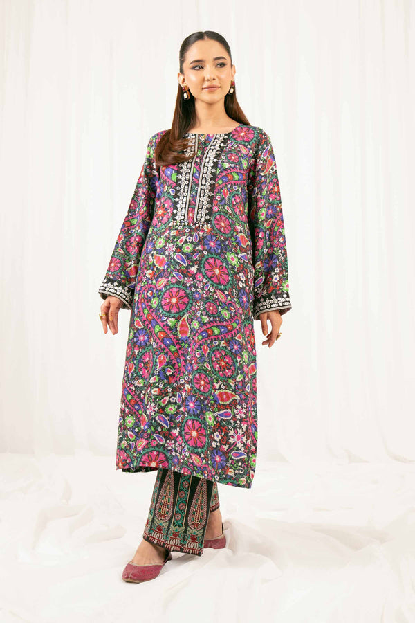 2 Piece - Printed Embroidered Suit - PFE25-28