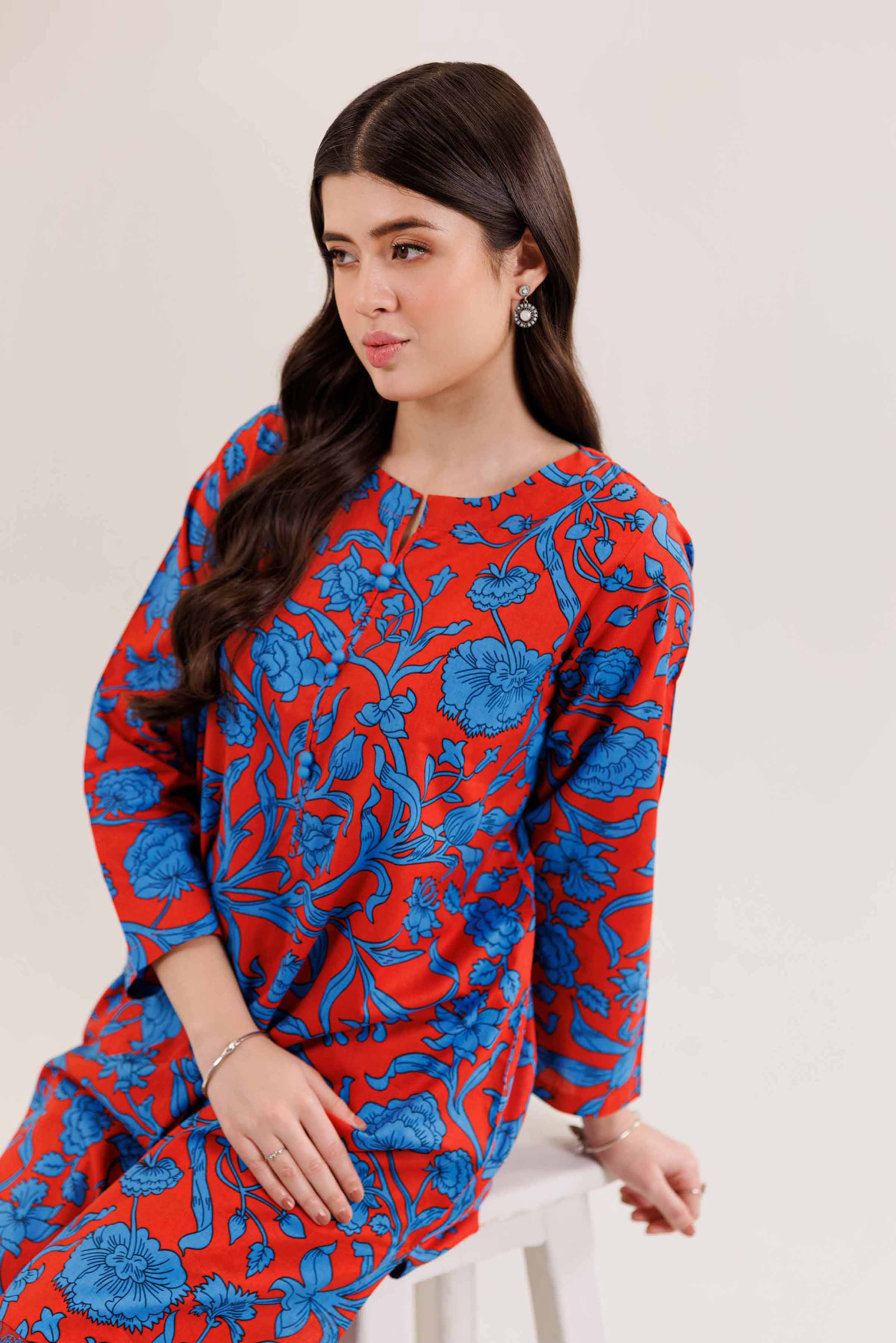 2 Piece - Printed Embroidered Suit - PE25-302