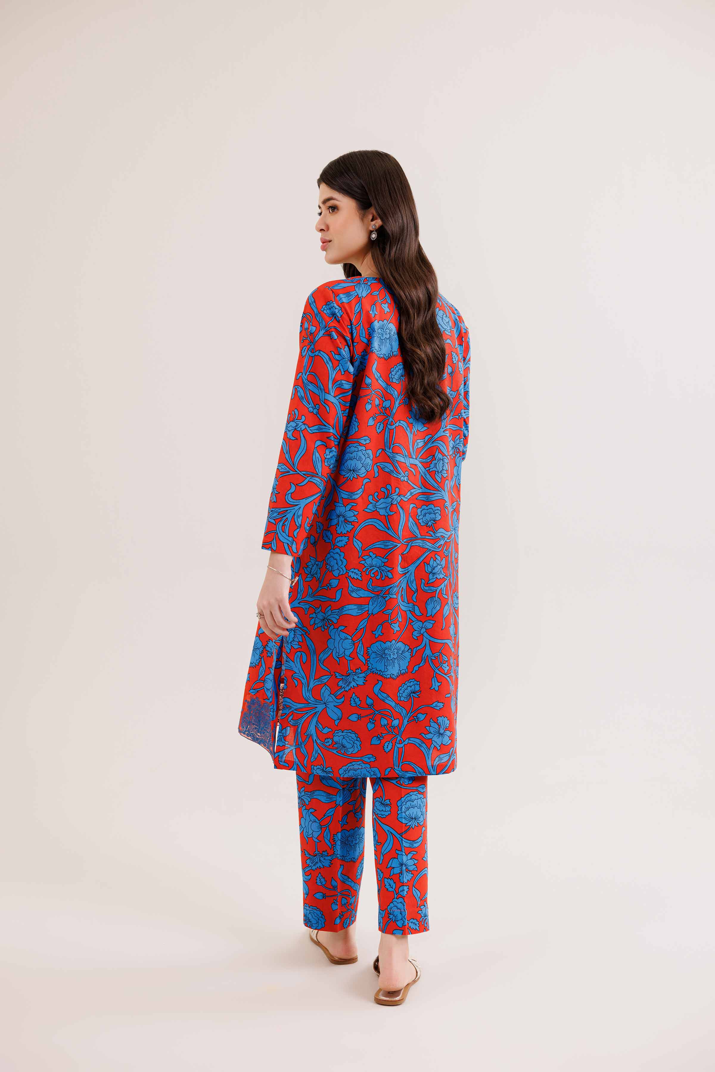 2 Piece - Printed Embroidered Suit - PE25-302