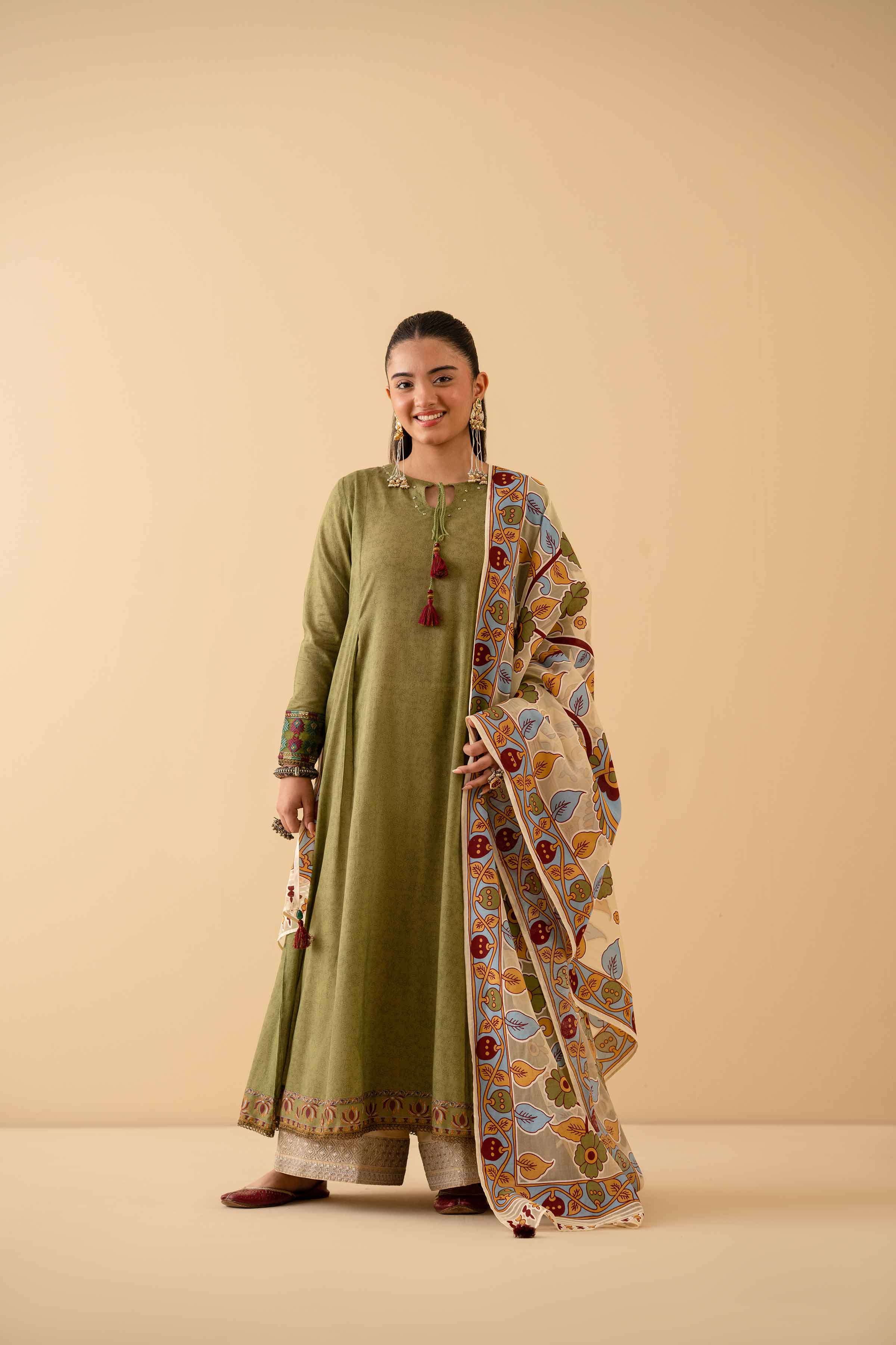 2 Piece - Printed Embroidered Suit - PE25-314
