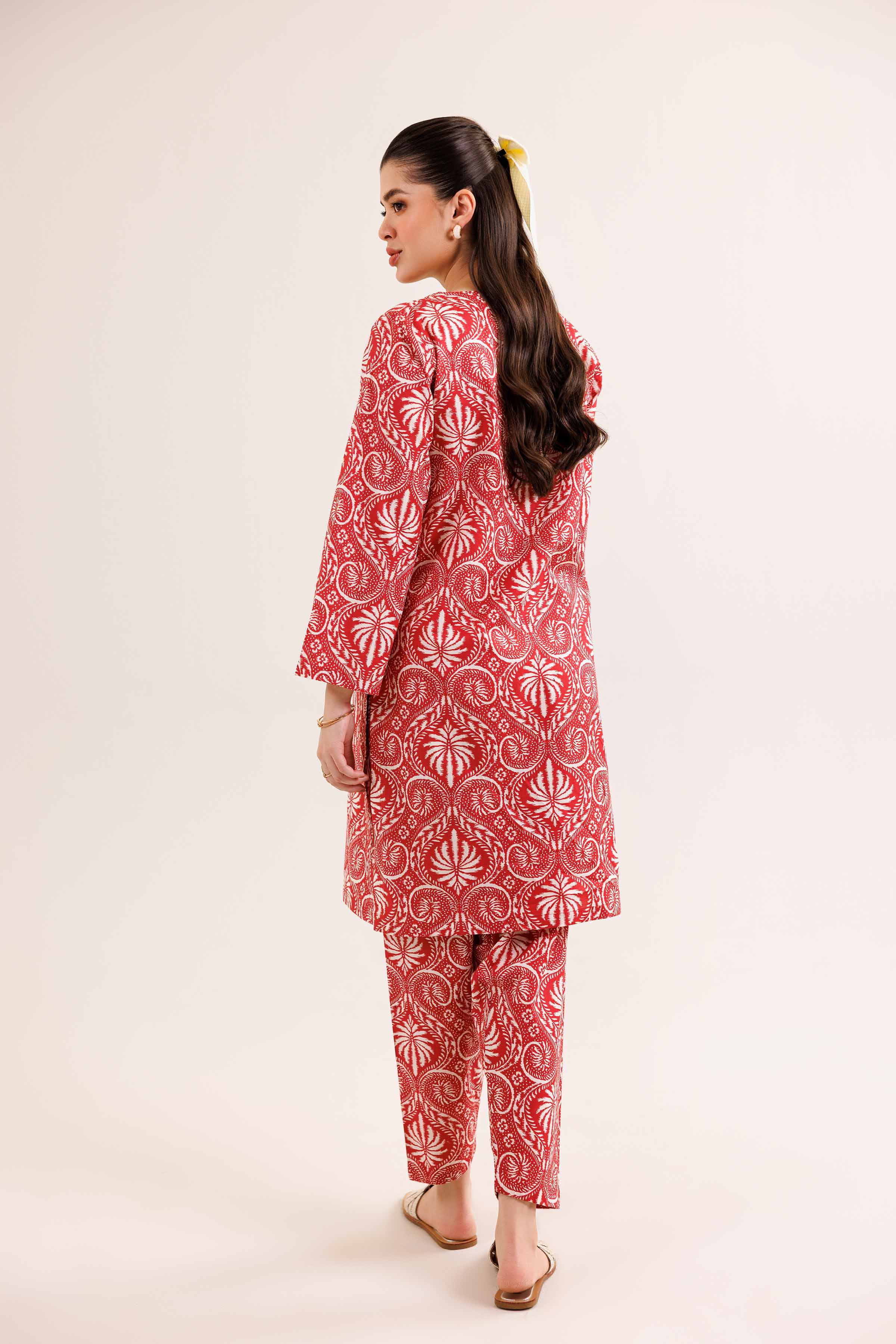 2 Piece - Printed Embroidered Suit - PE25-351