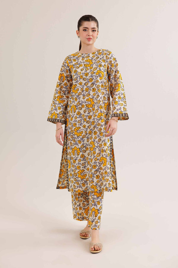 2 Piece - Printed Embroidered Suit - PE25-352