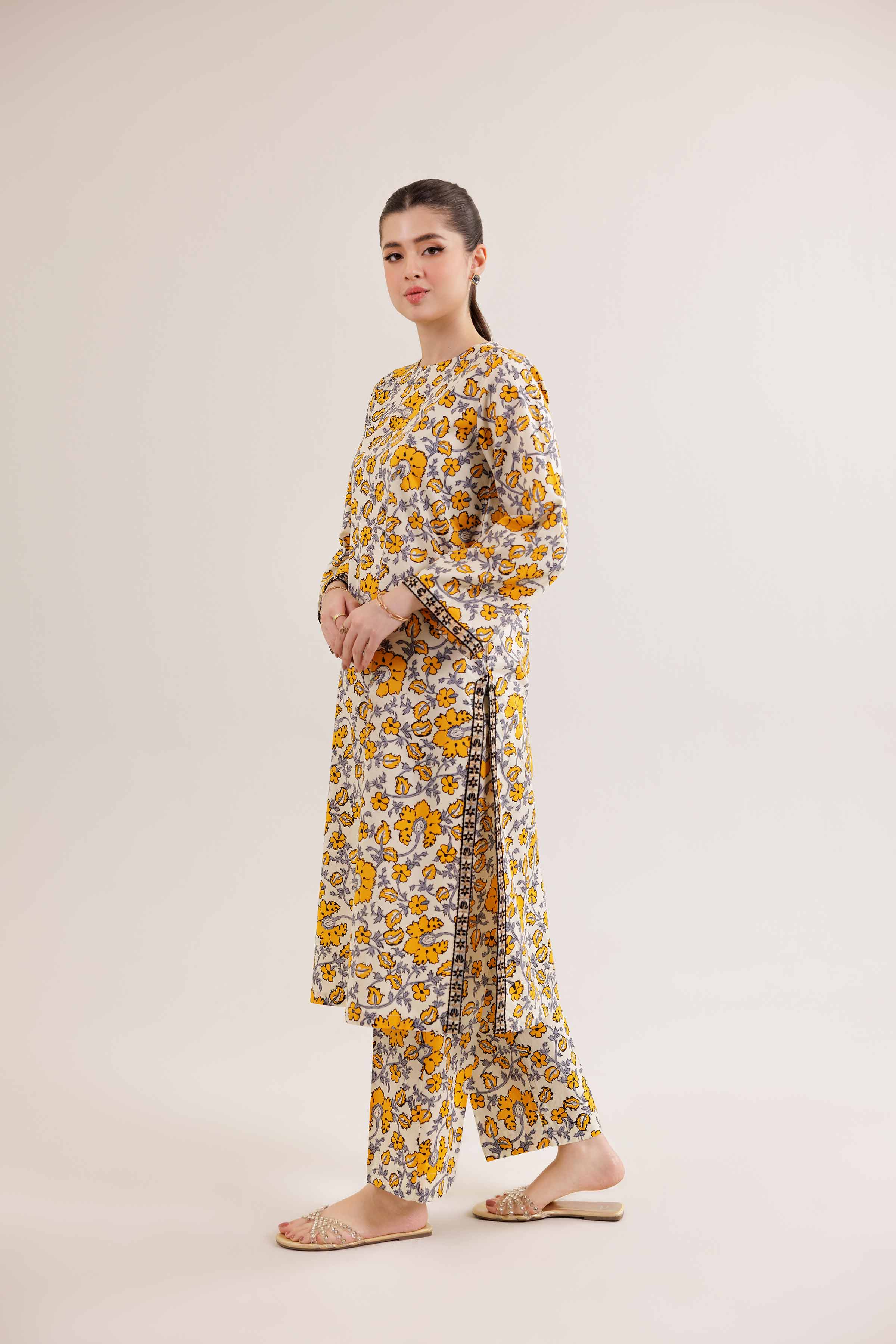 2 Piece - Printed Embroidered Suit - PE25-352