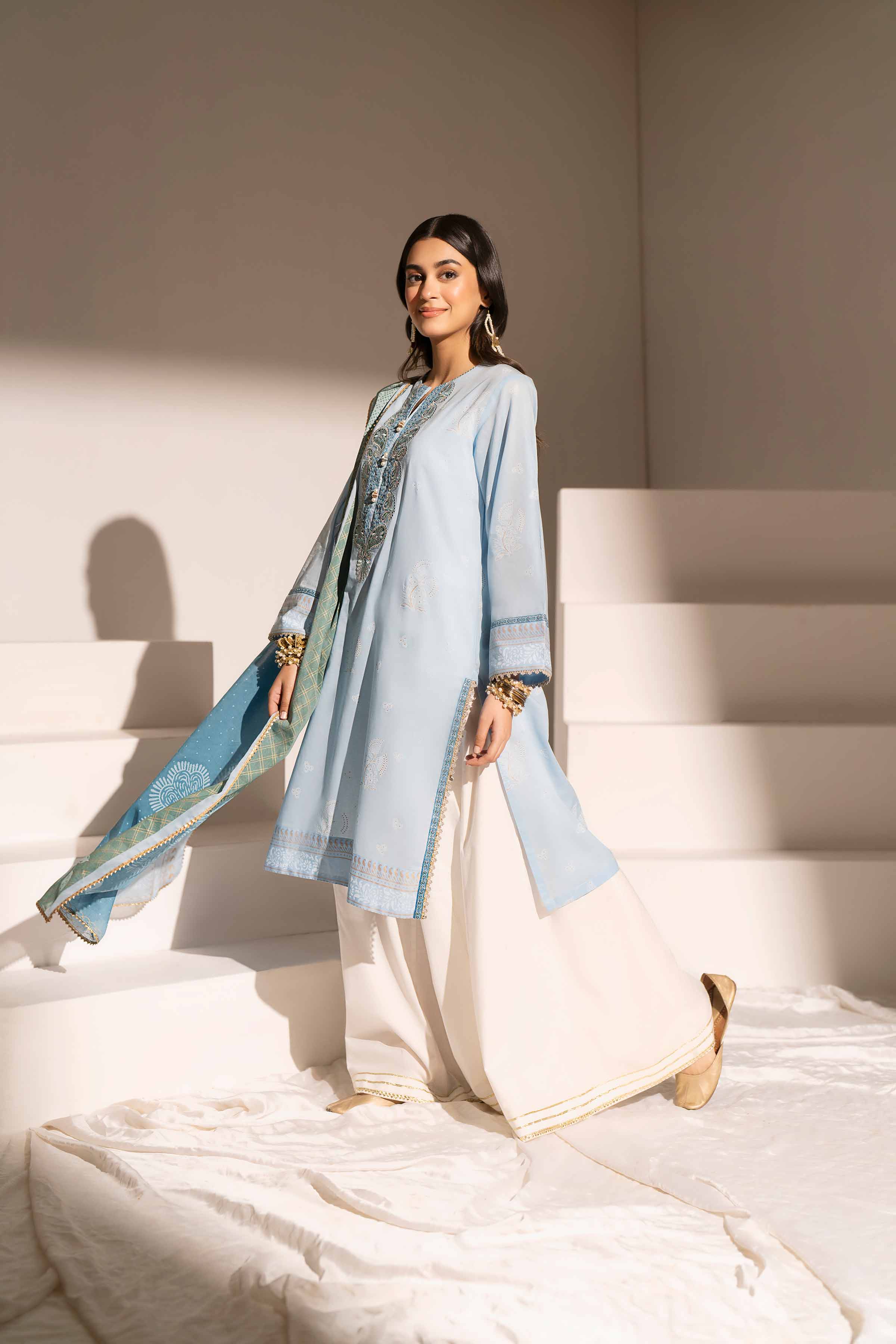 2 Piece - Printed Embroidered Suit - PE25-356