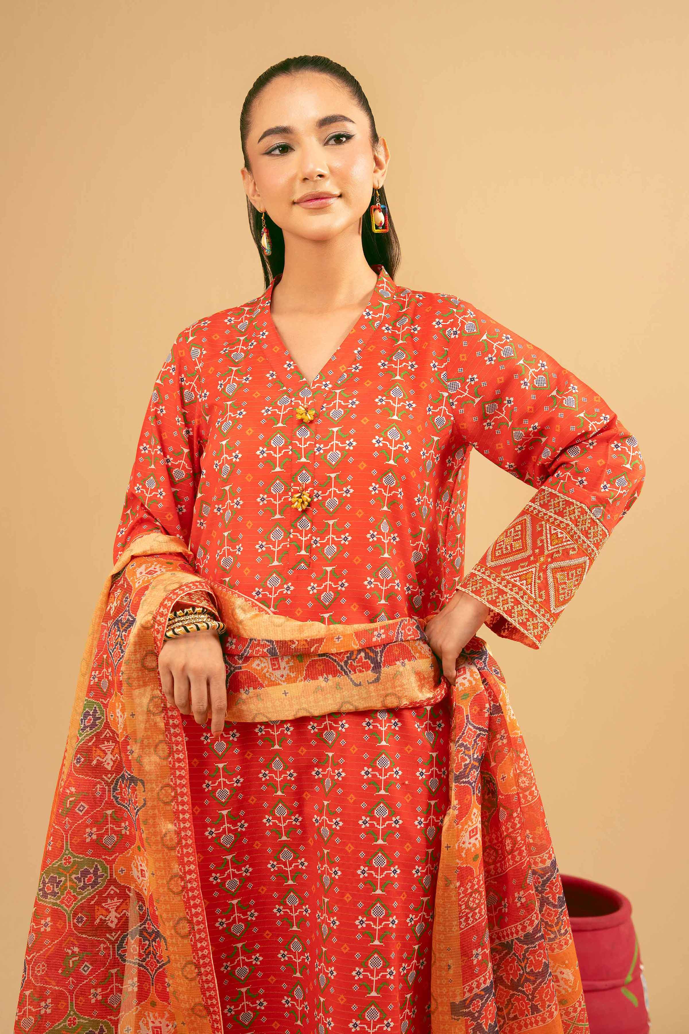 3 Piece - Printed Embroidered Suit - PE25-375 for Women - Pret Collection | Nishat | Shop Online