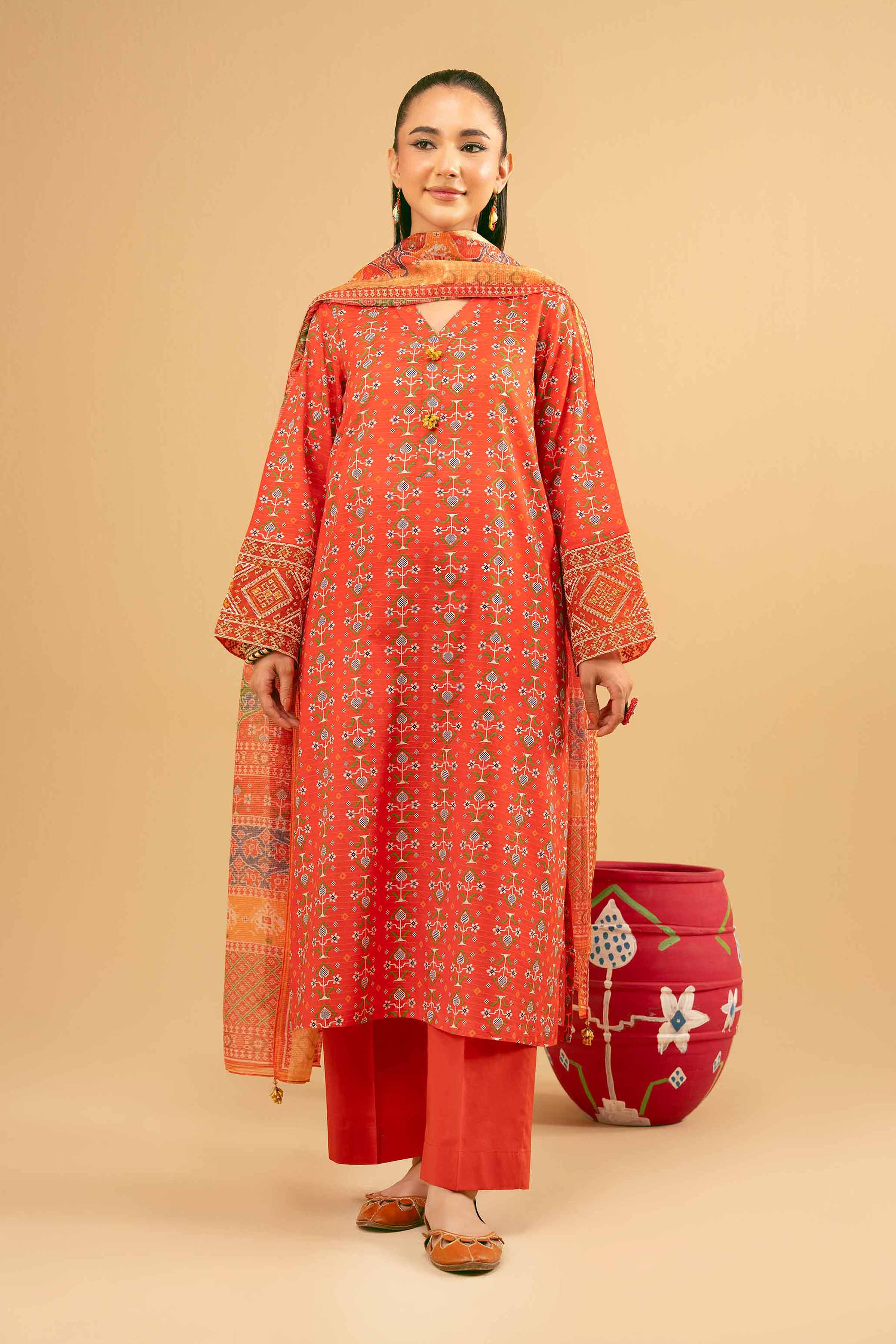 3 Piece - Printed Embroidered Suit - PE25-375 for Women - Pret Collection | Nishat | Shop Online