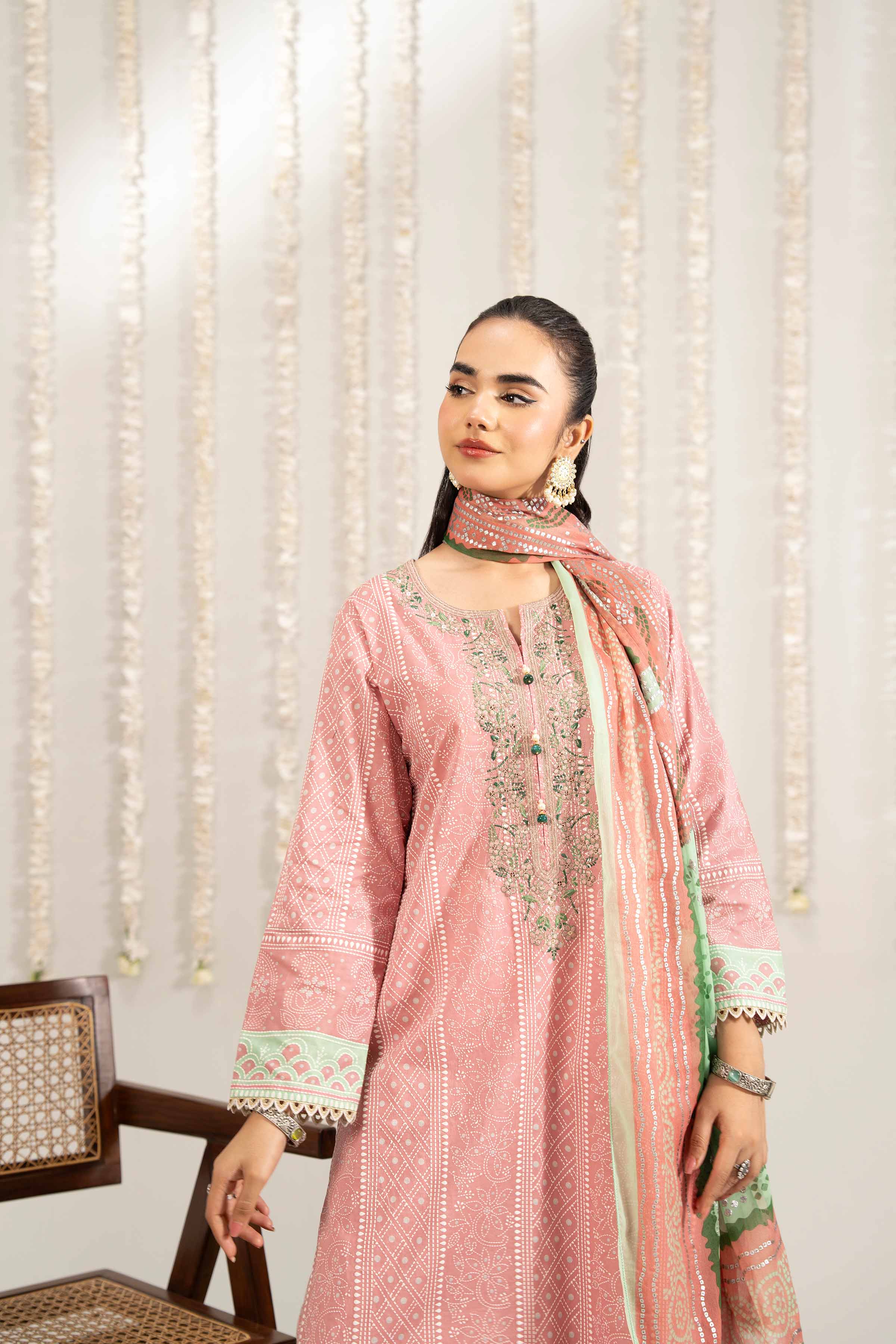 2 Piece - Printed Embroidered Suit - PE25-388