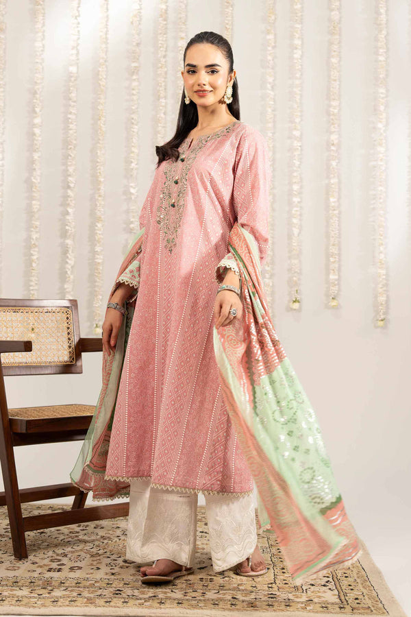 2 Piece - Printed Embroidered Suit - PE25-388