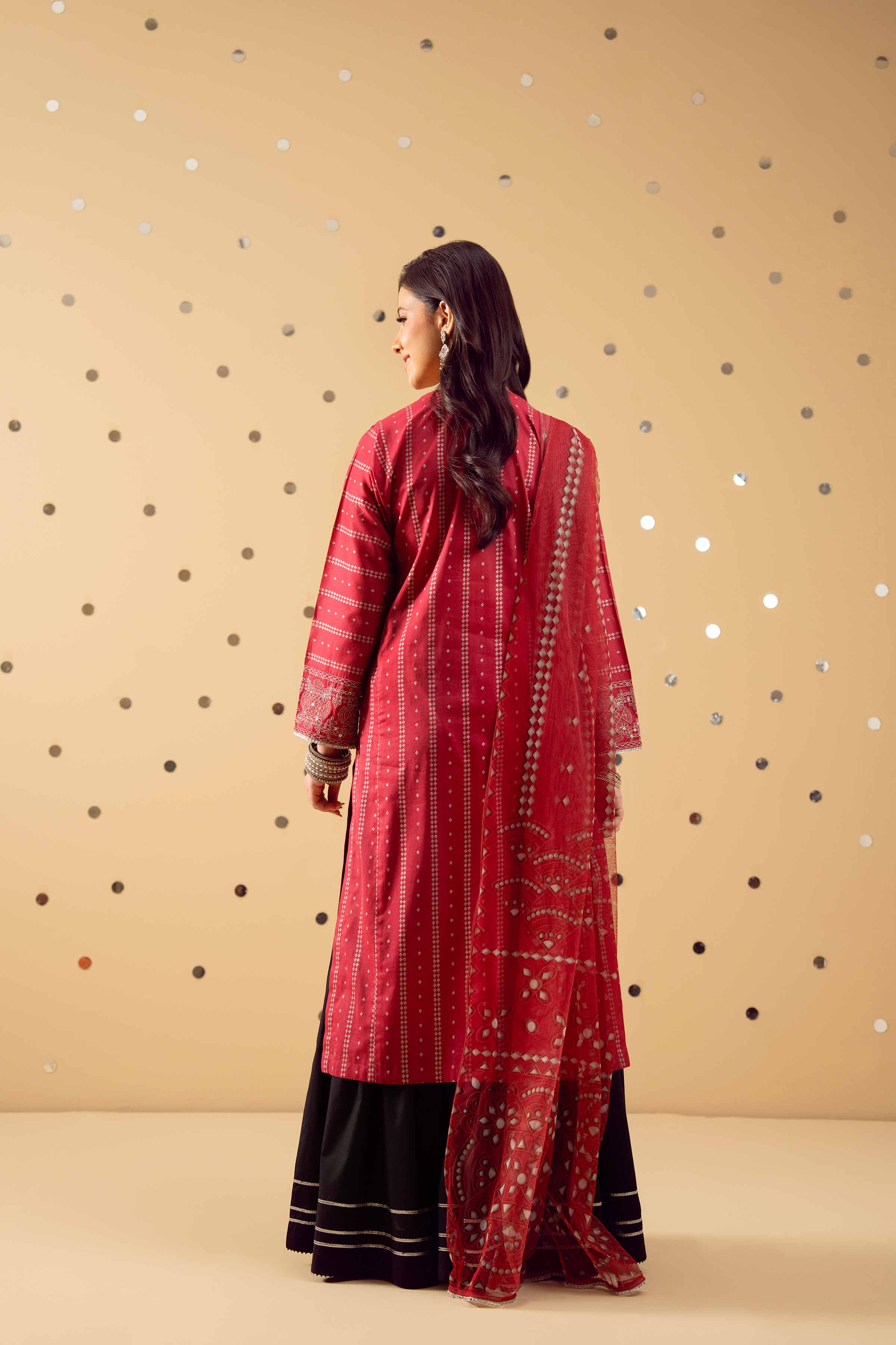 2 Piece - Printed Embroidered Suit - PE25-389