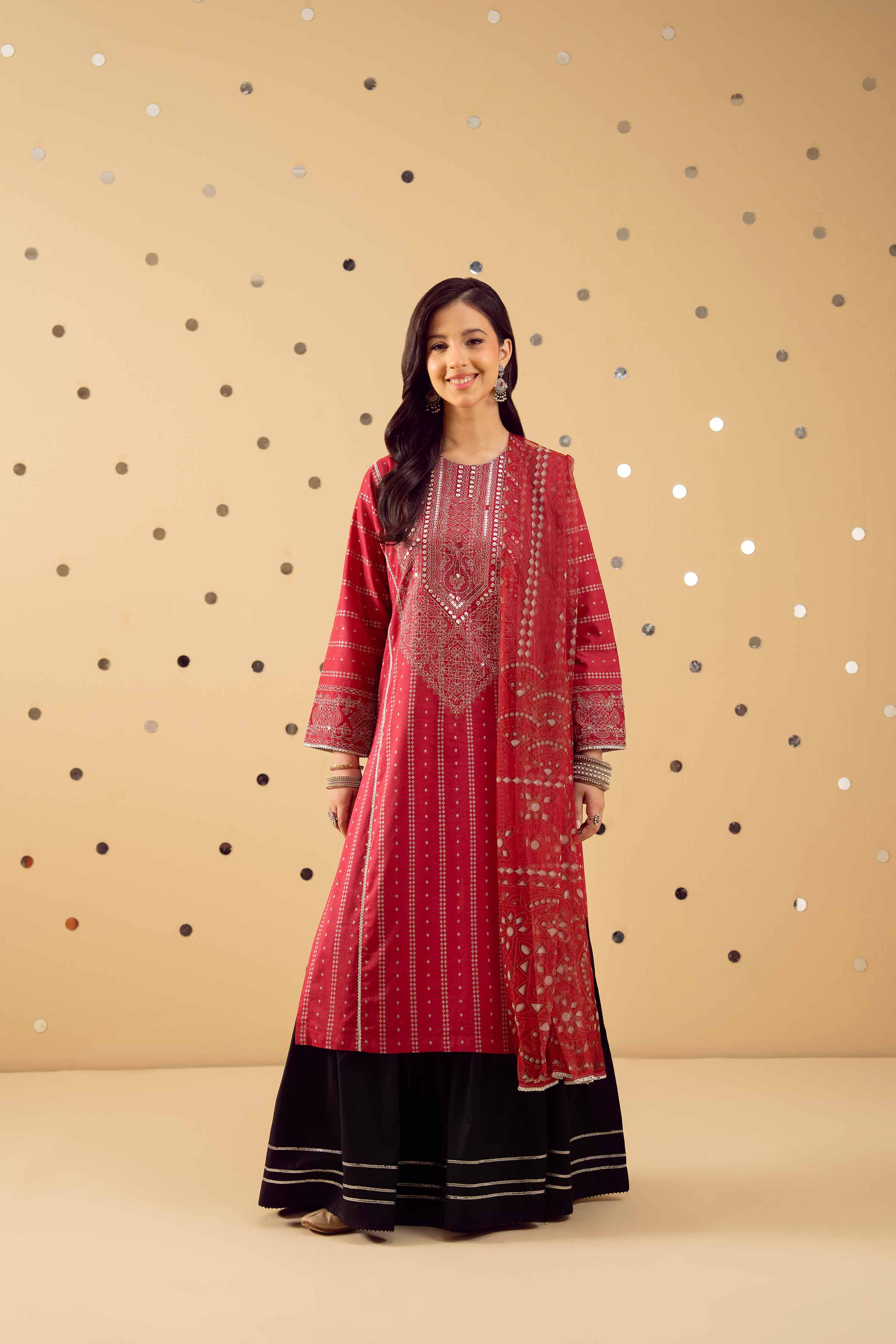 2 Piece - Printed Embroidered Suit - PE25-389