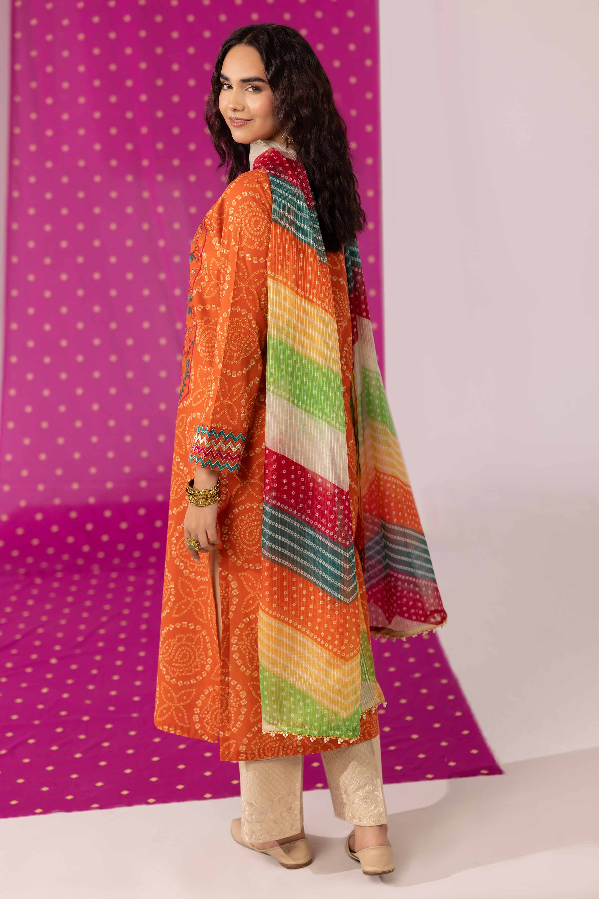 2 Piece - Printed Embroidered Suit - PE25-412