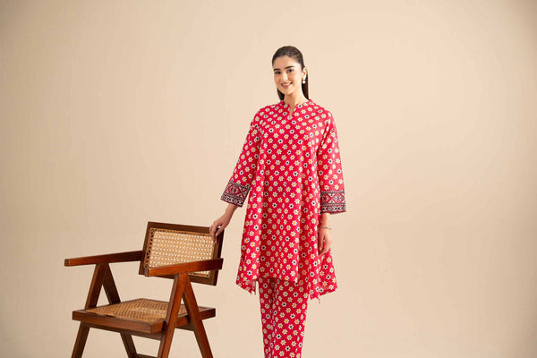 2 Piece - Printed Embroidered Suit - PE25-424