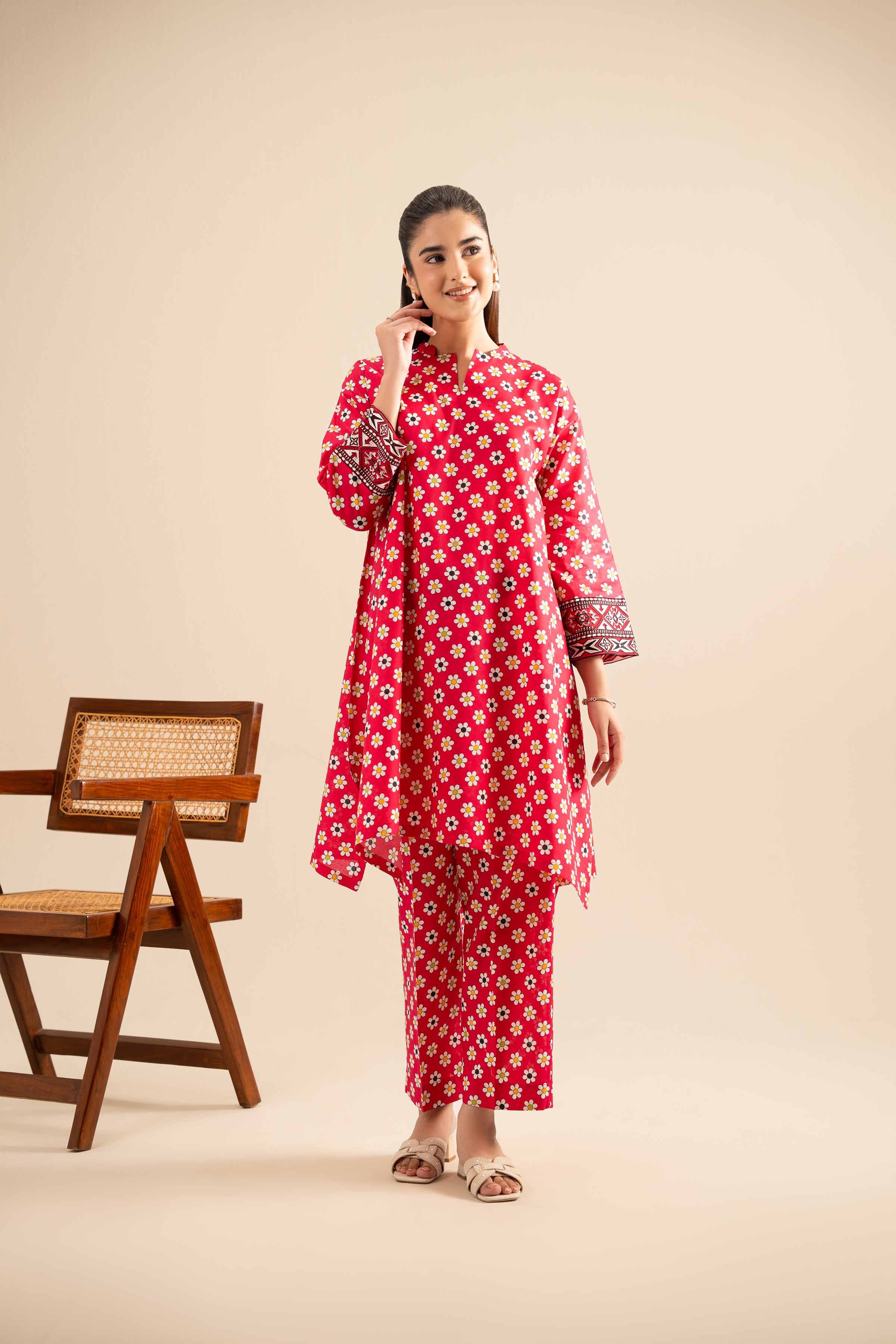 2 Piece - Printed Embroidered Suit - PE25-424