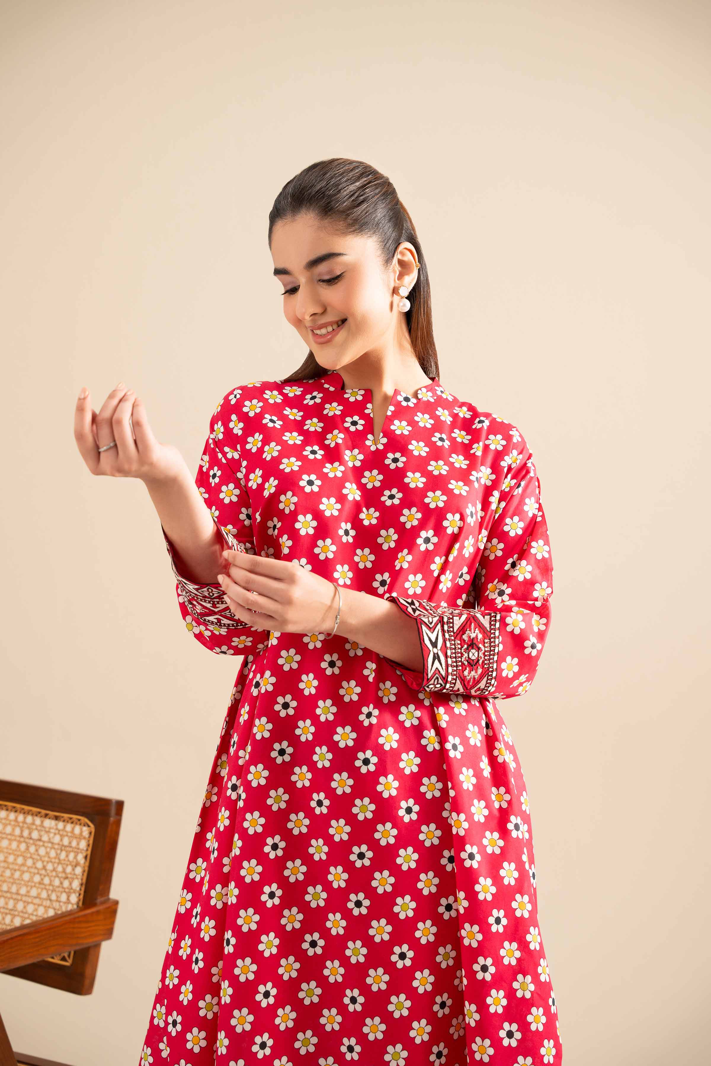 2 Piece - Printed Embroidered Suit - PE25-424