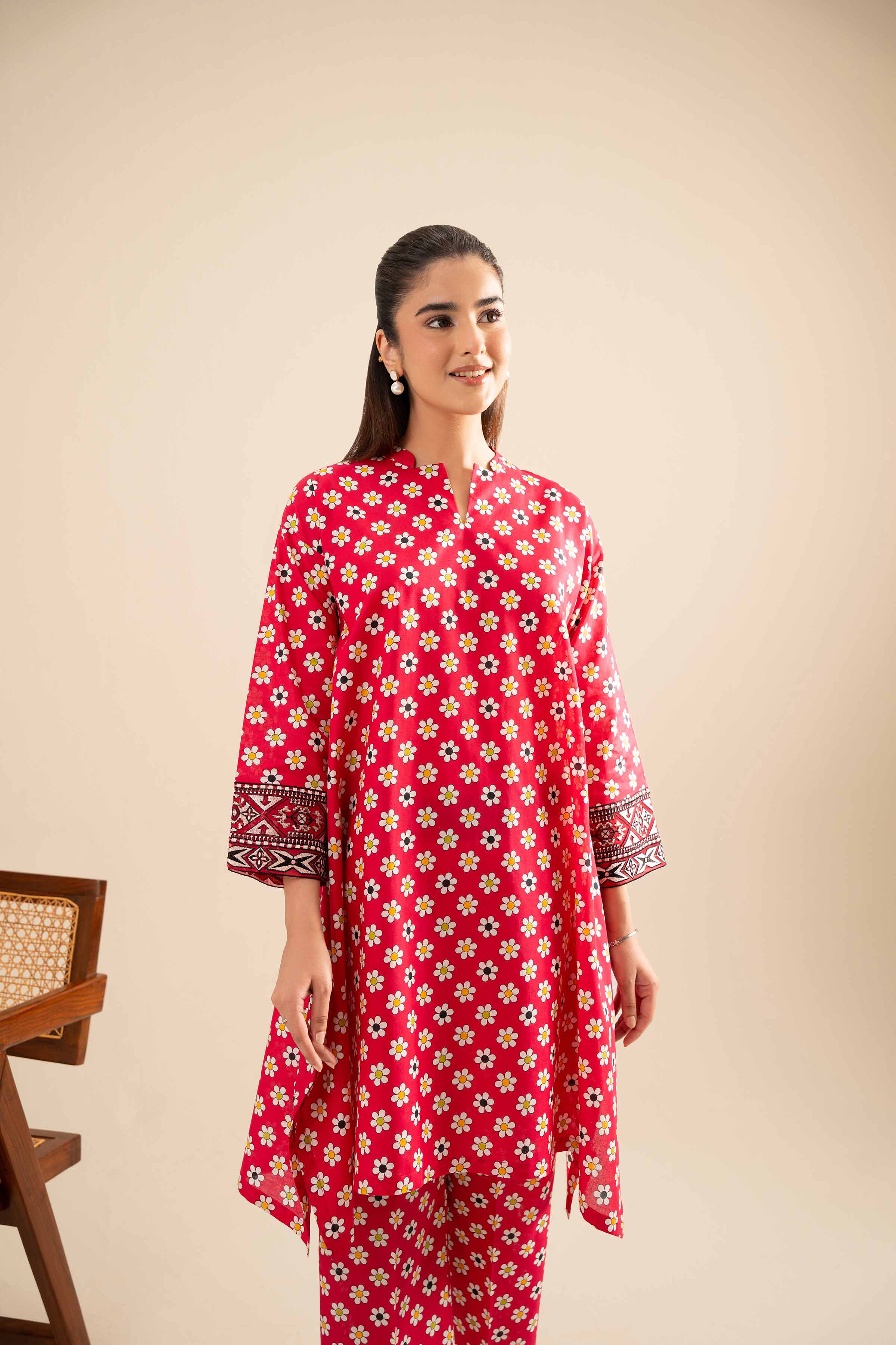 2 Piece - Printed Embroidered Suit - PE25-424