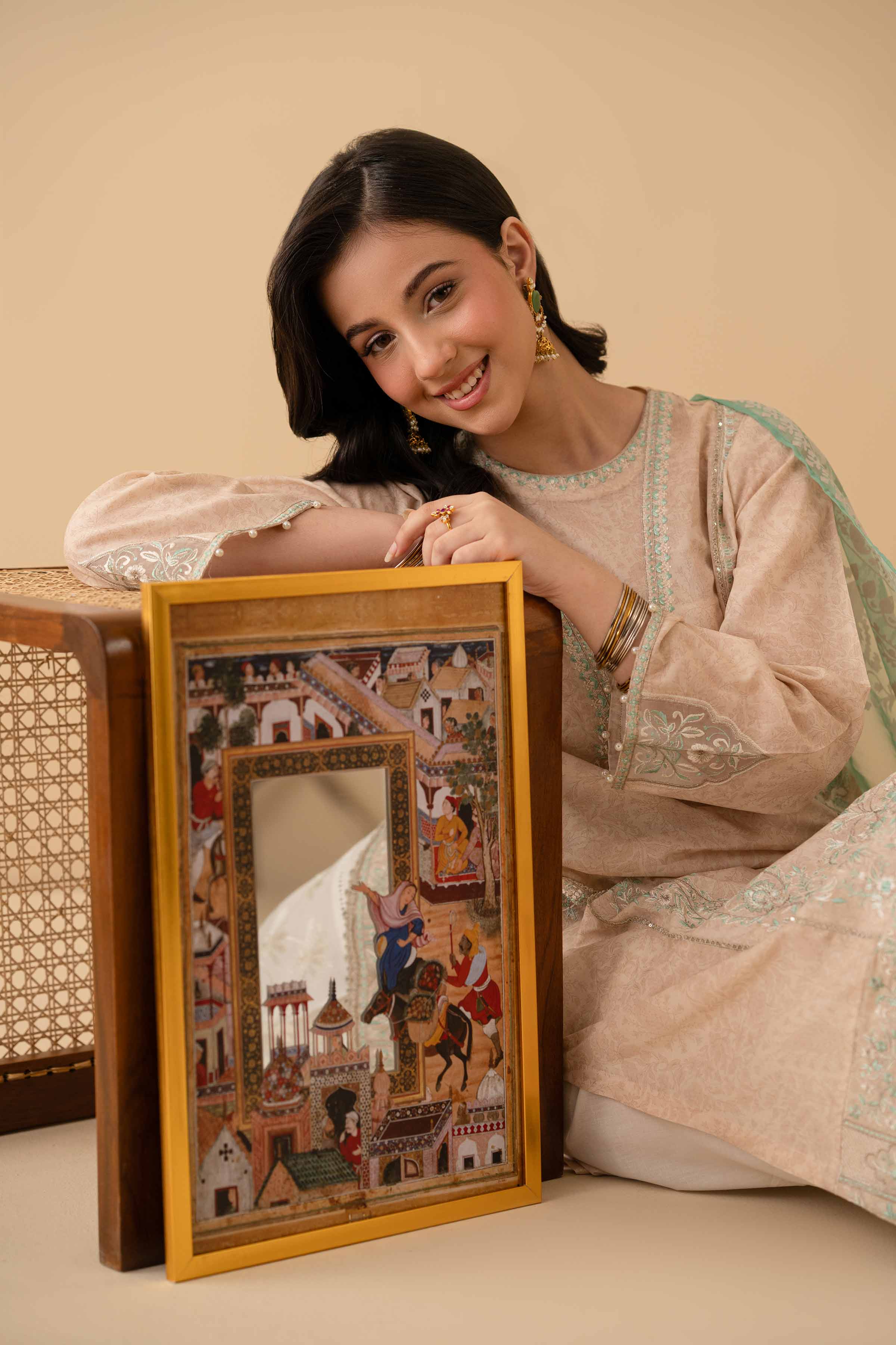 2 Piece - Printed Embroidered Suit - PE25-434