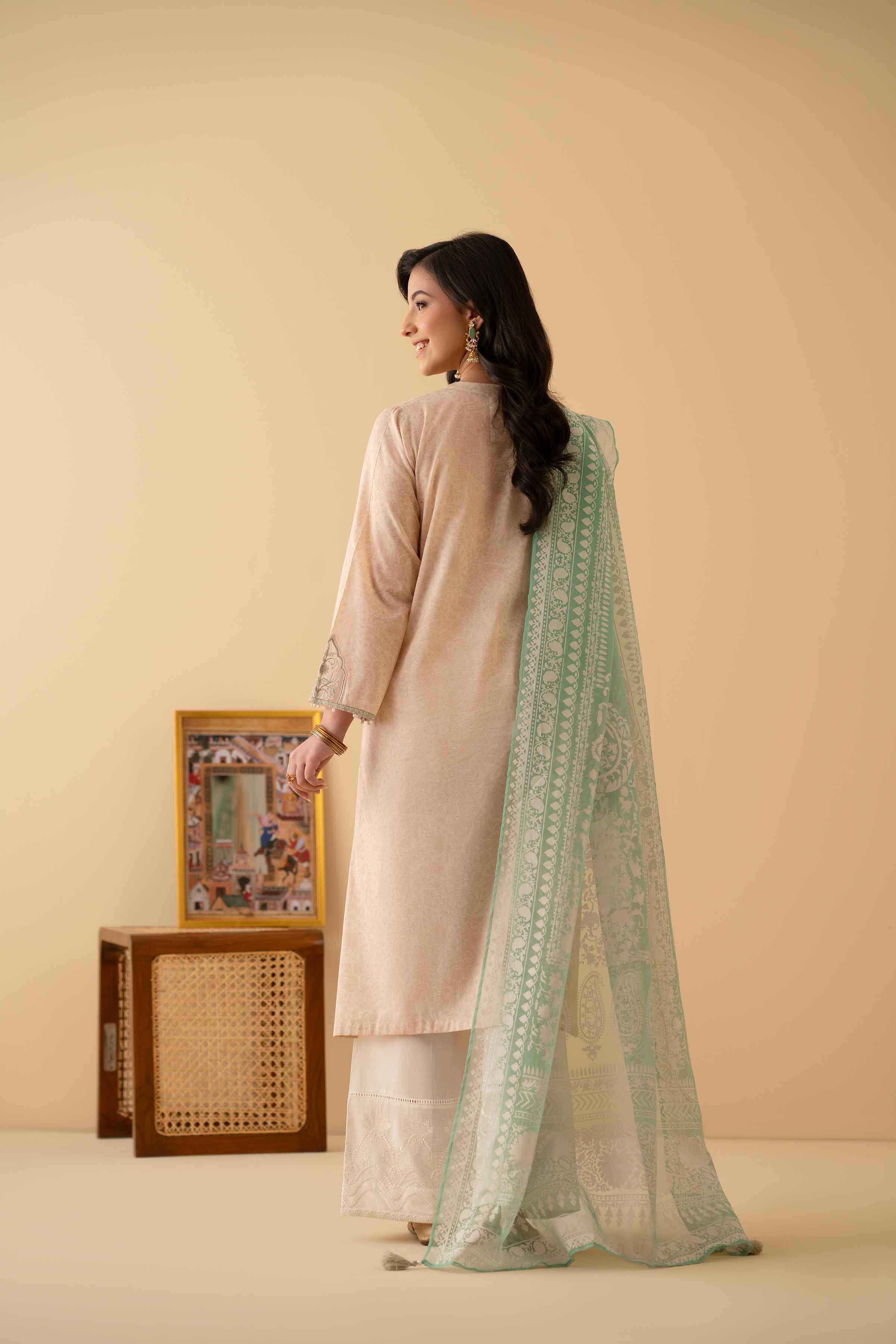 2 Piece - Printed Embroidered Suit - PE25-434