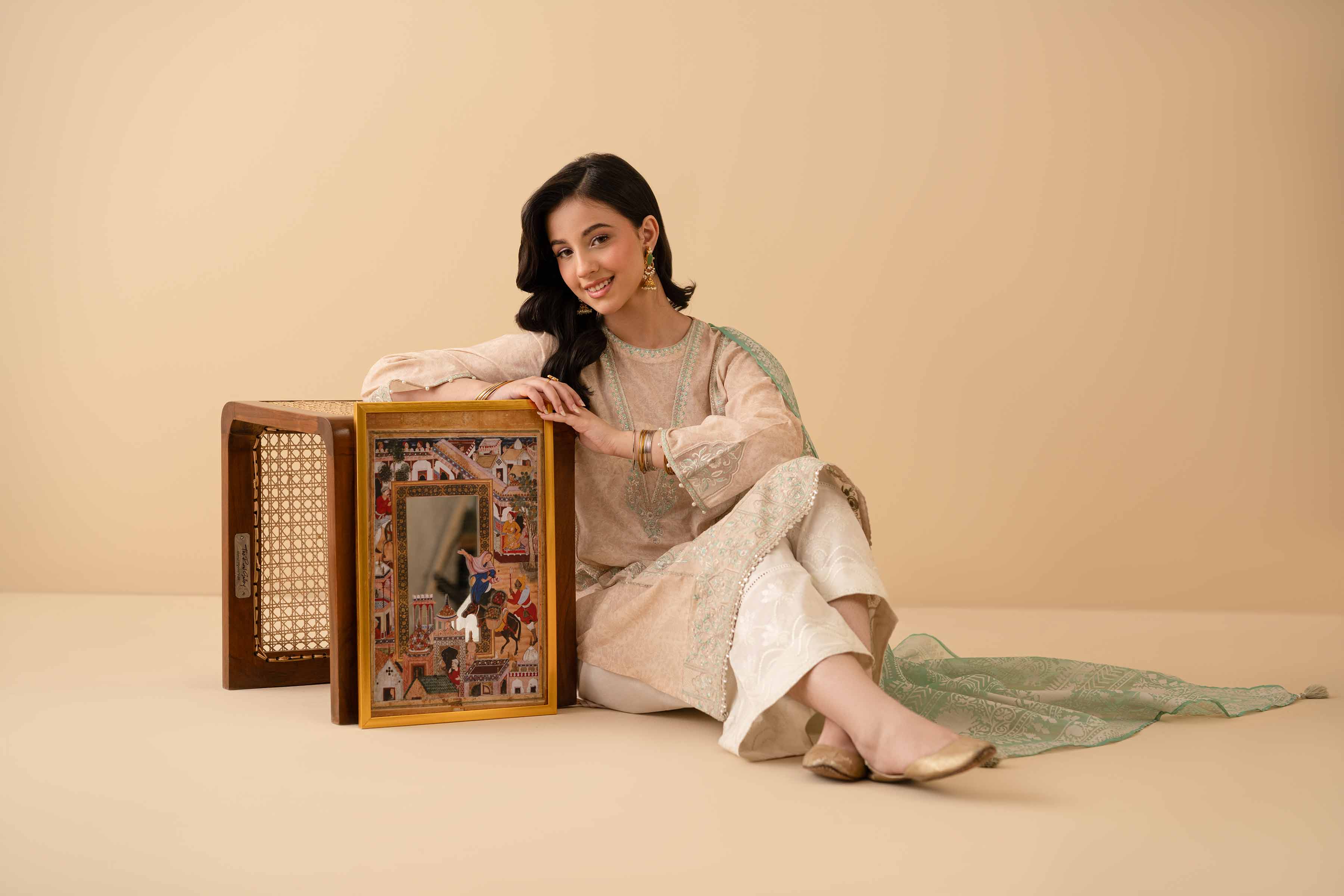 2 Piece - Printed Embroidered Suit - PE25-434