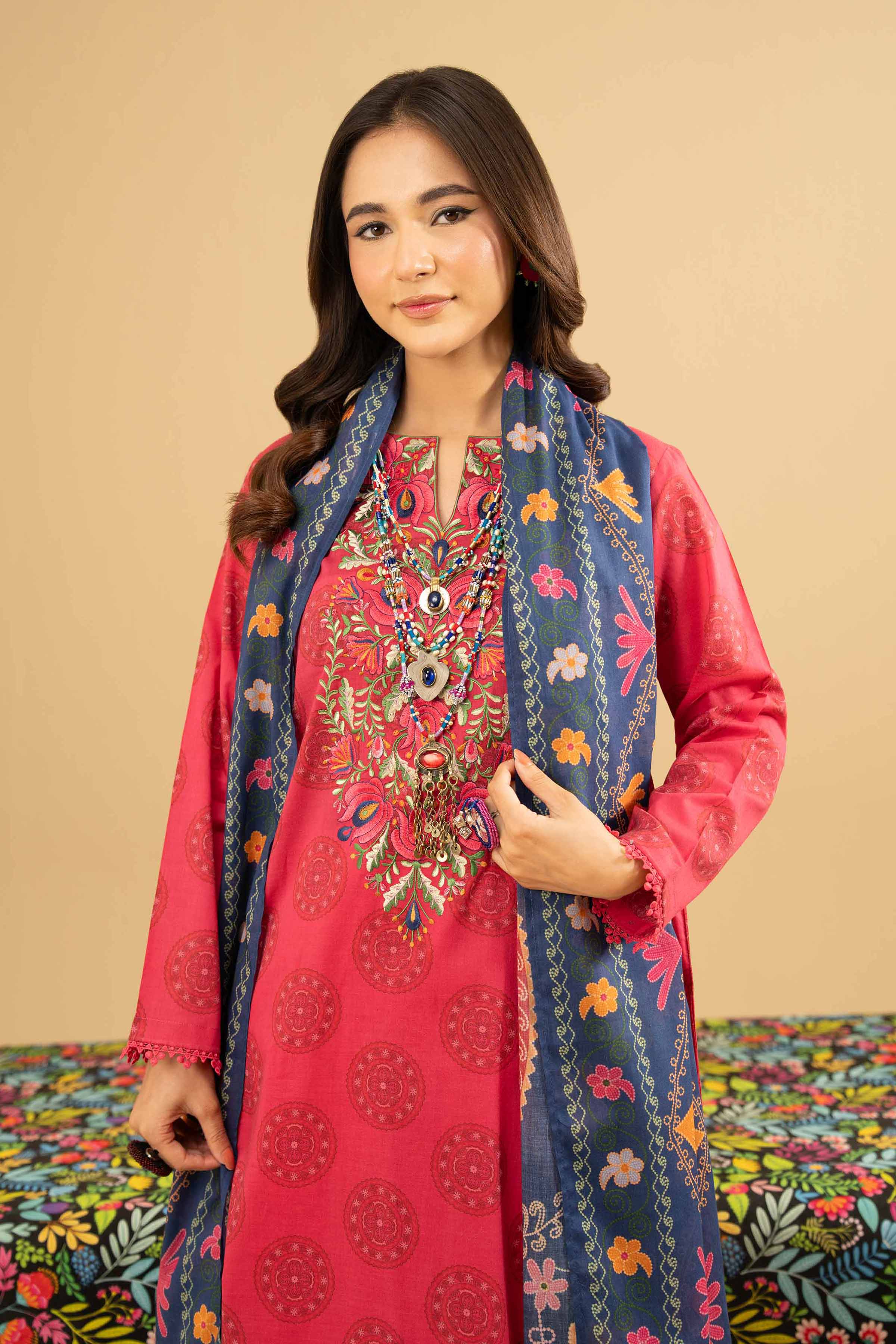 3 Piece - Printed Embroidered Suit - PE25-445 for Women - Pret Collection | Nishat | Shop Online