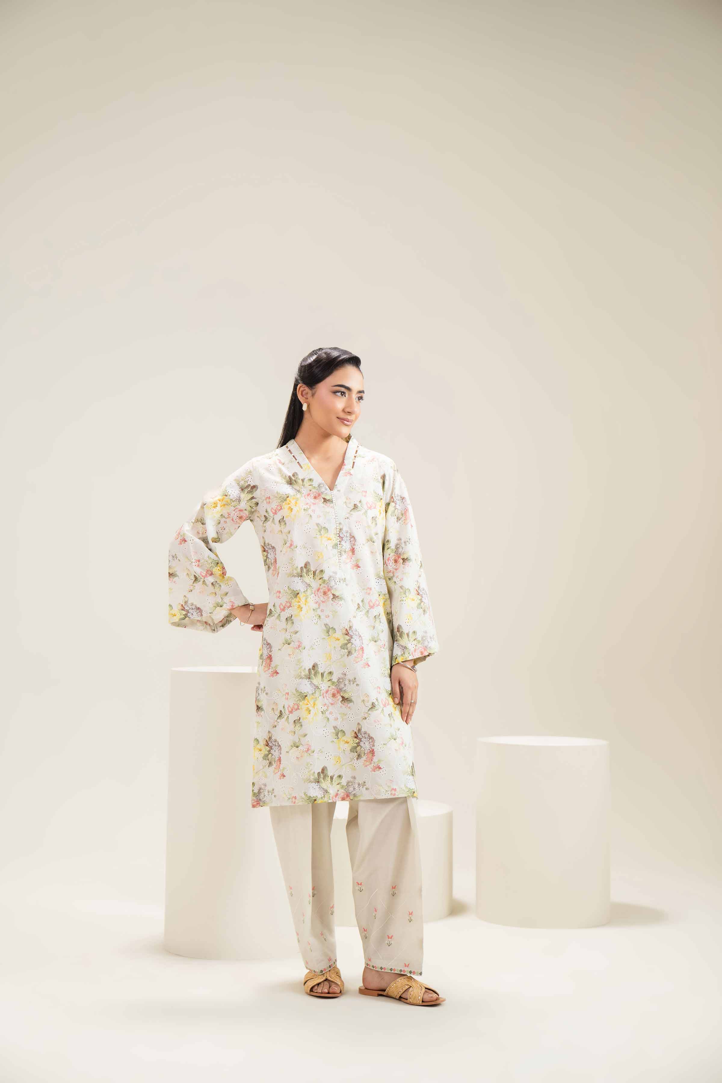 2 Piece - Printed Embroidered Suit - PE25-450