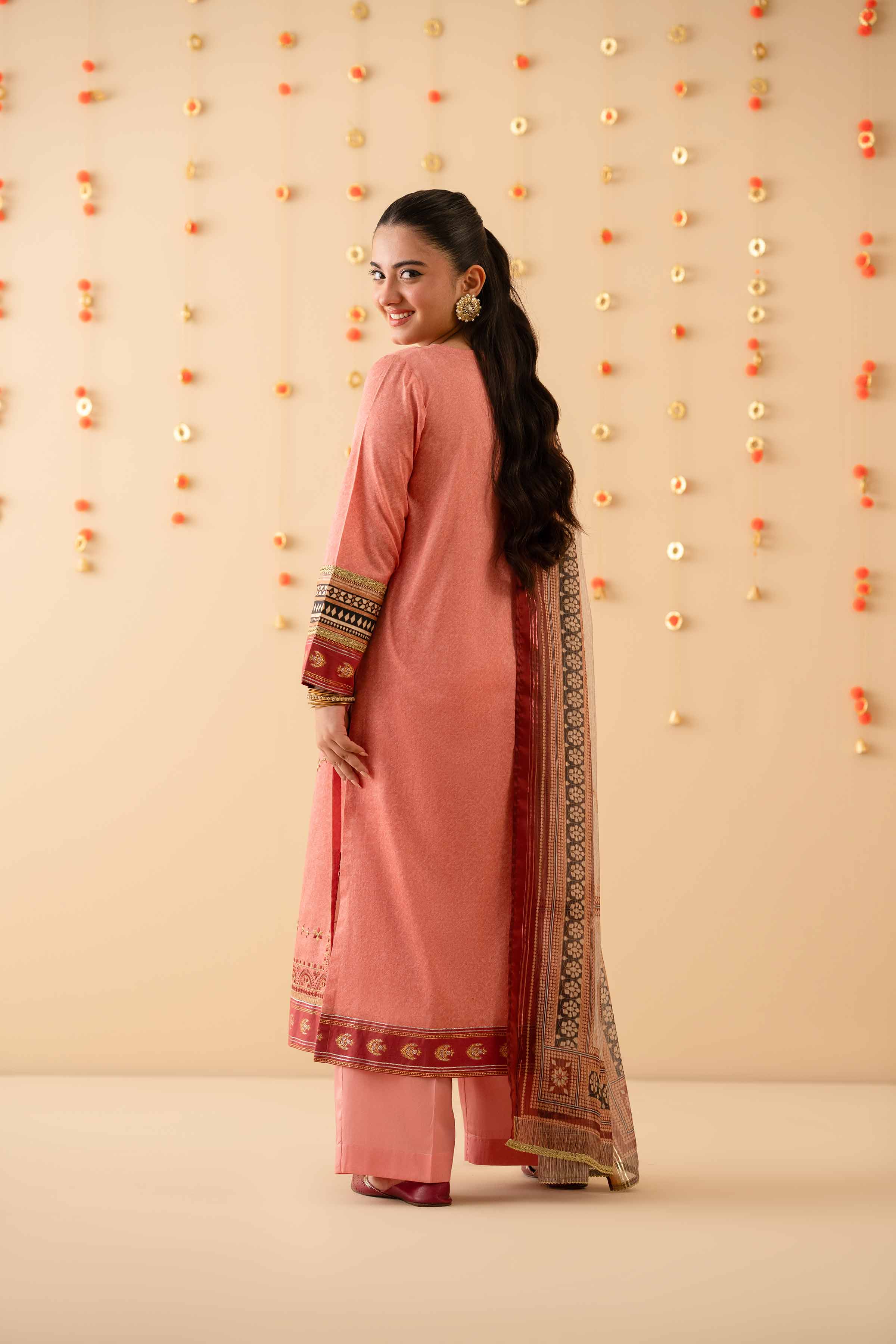3 Piece - Printed Embroidered Suit - PE25-452