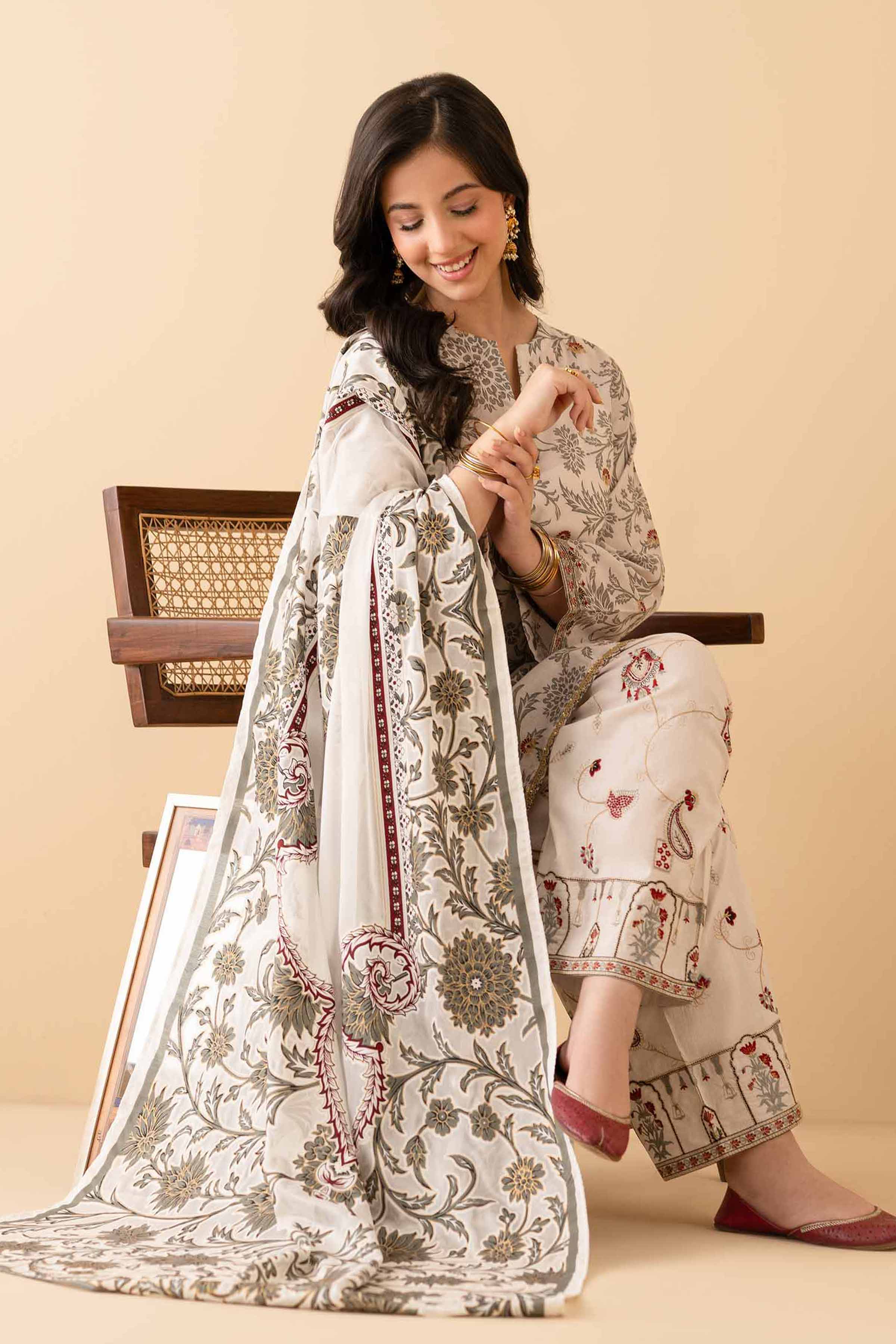 3 Piece - Printed Embroidered Suit - PE25-467 for Women - Pret Collection | Nishat | Shop Online