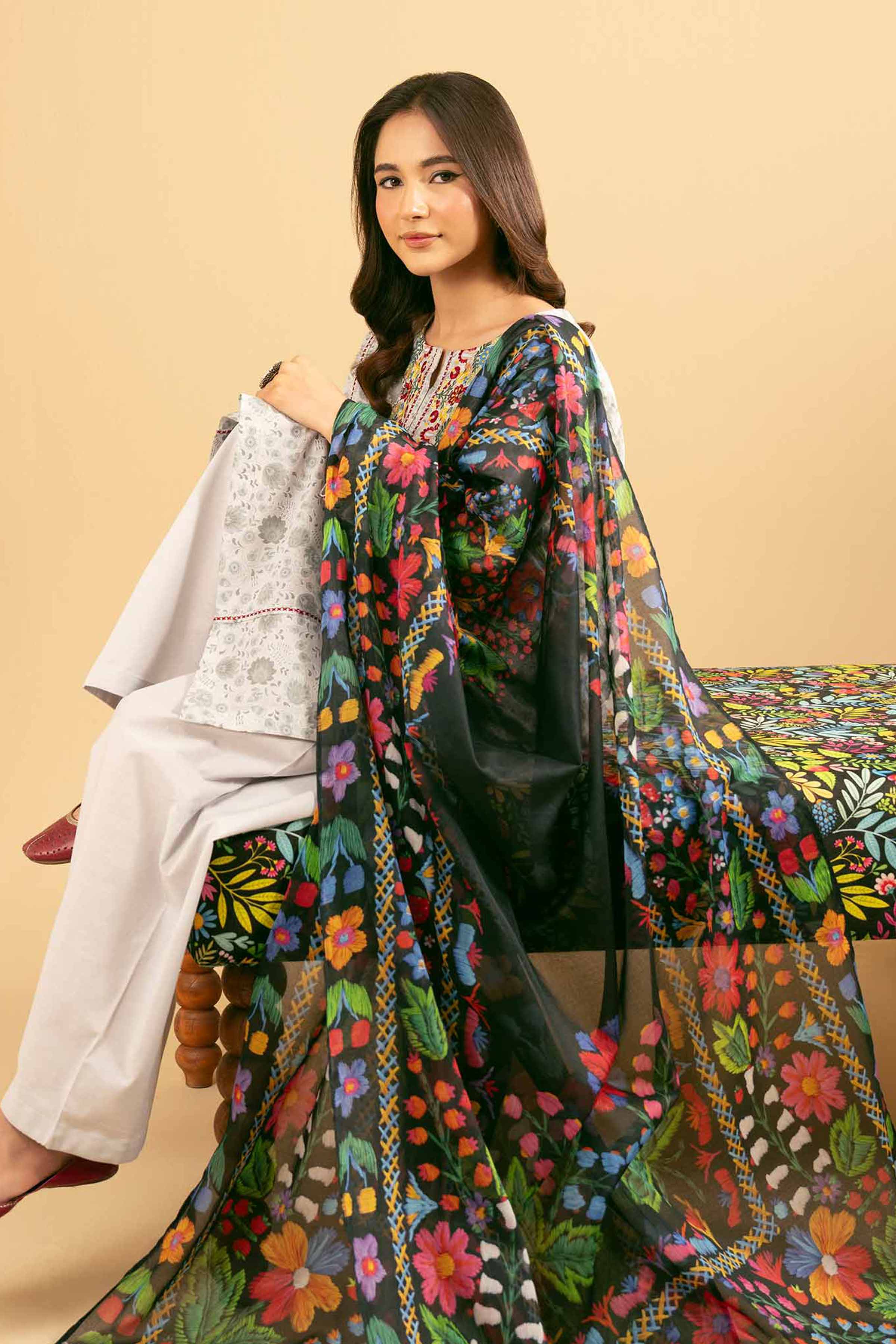 3 Piece - Printed Embroidered Suit - PE25-485 for Women - Pret Collection | Nishat | Shop Online