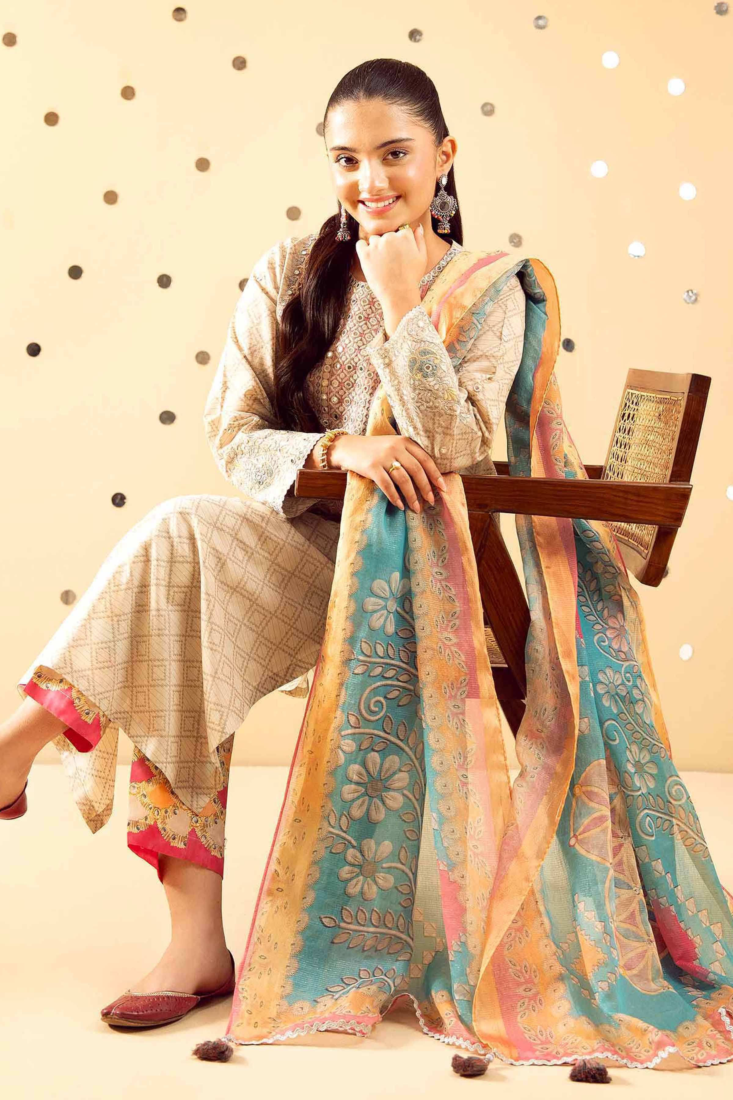 3 Piece - Printed Embroidered Suit - PE25-489 for Women - Pret Collection | Nishat | Shop Online