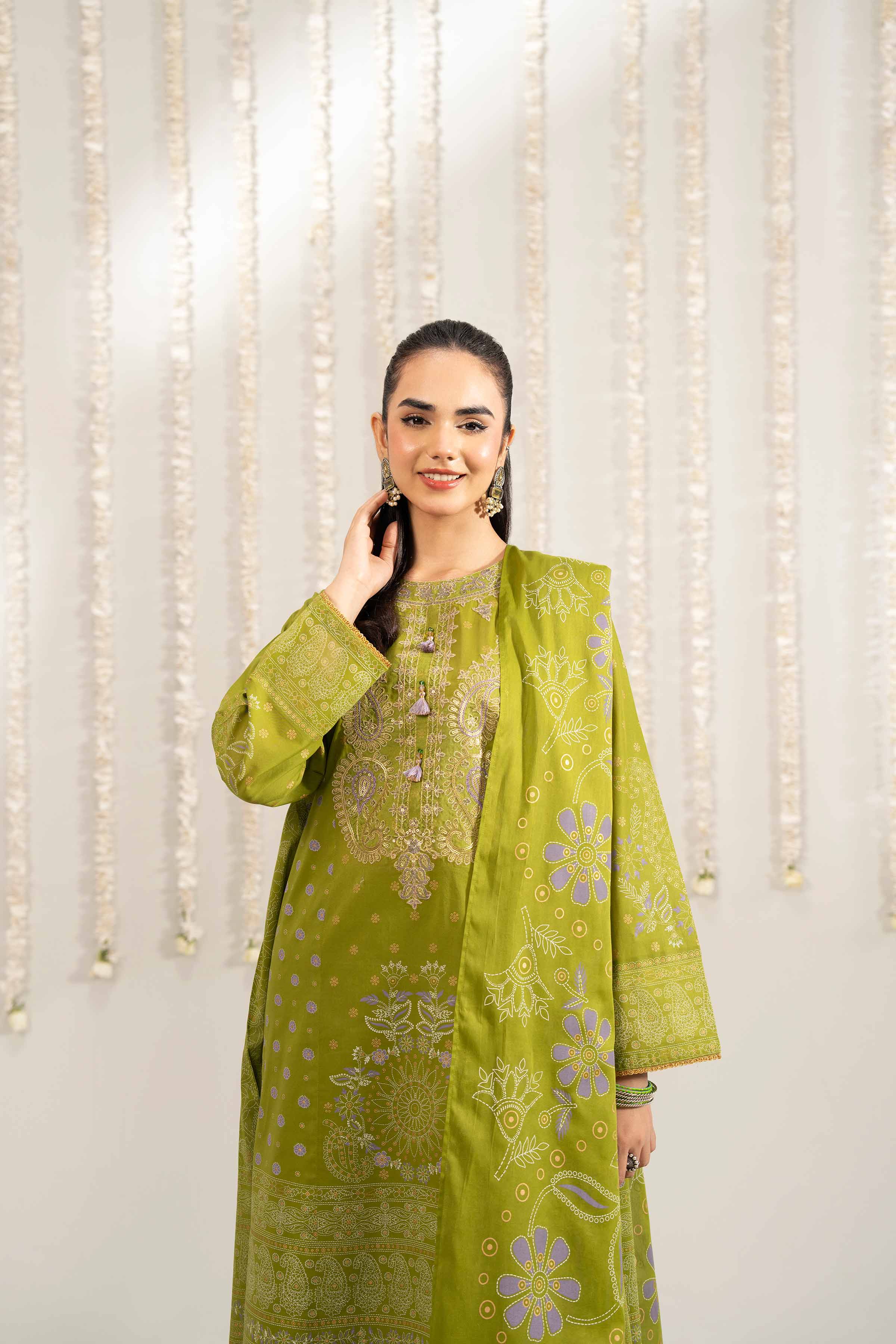 Buy Green Embroidered Lawn 3-piece ready to wear Suit