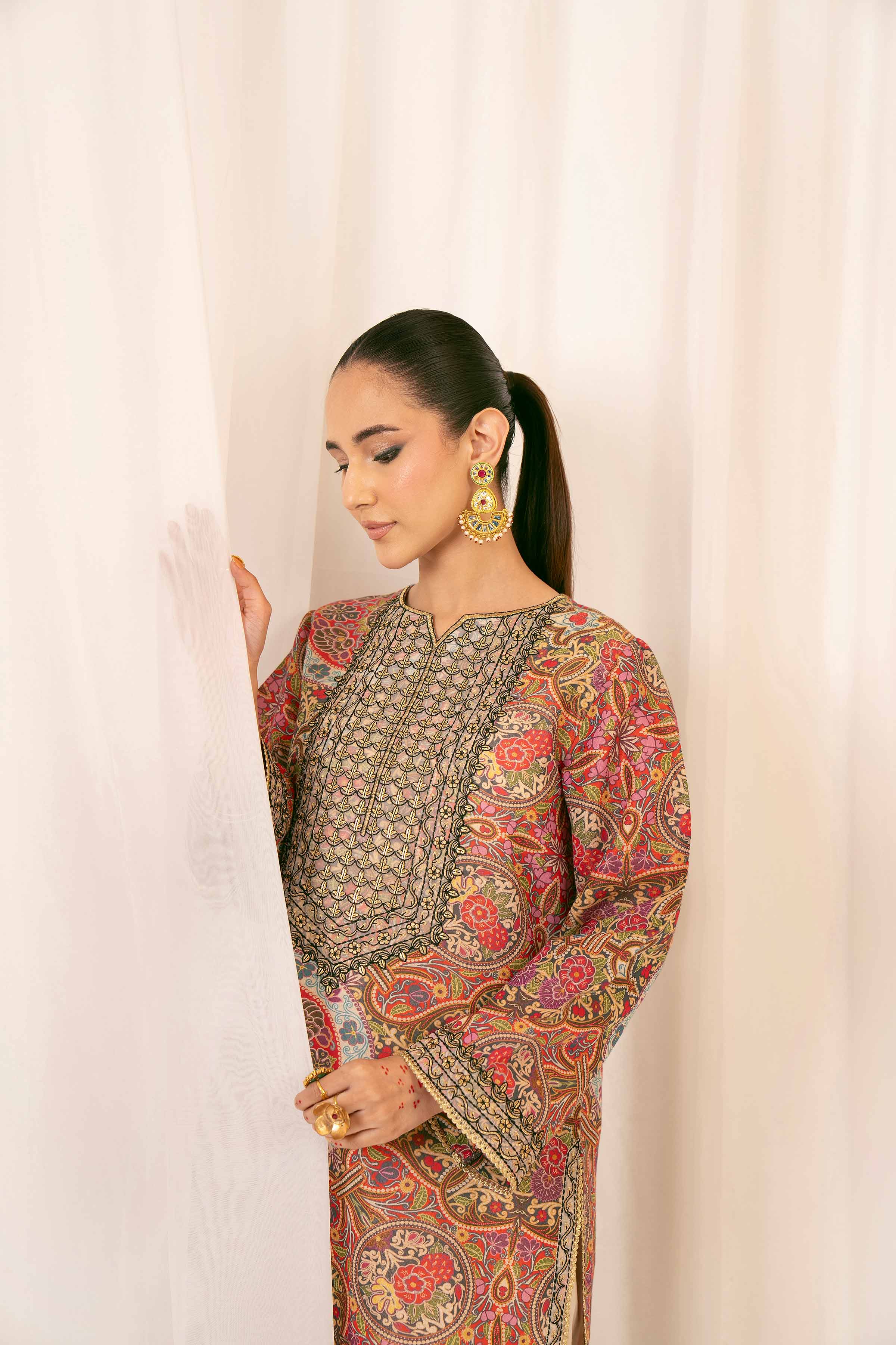 2 Piece - Printed Embroidered Suit - PFE25-05