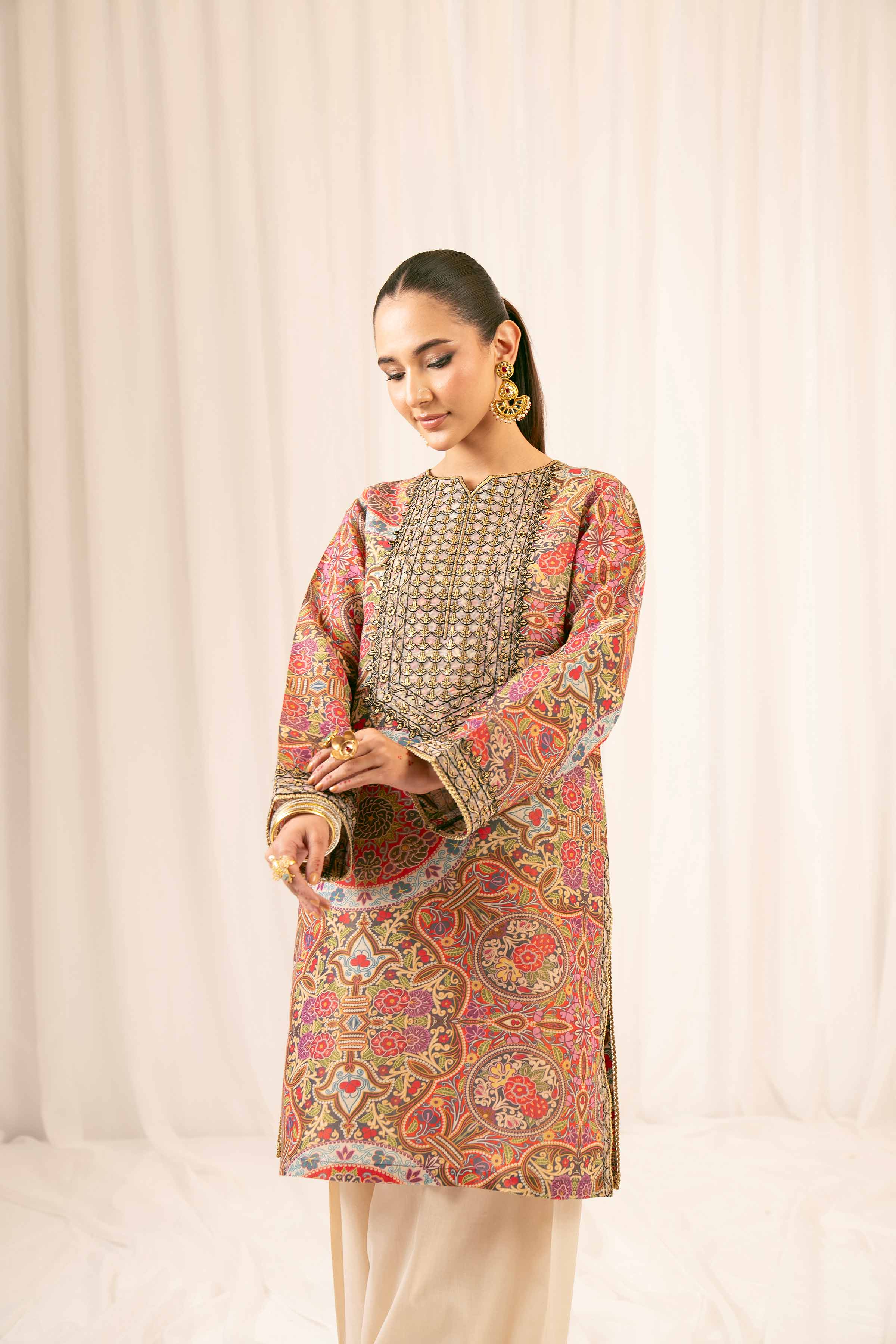 2 Piece - Printed Embroidered Suit - PFE25-05