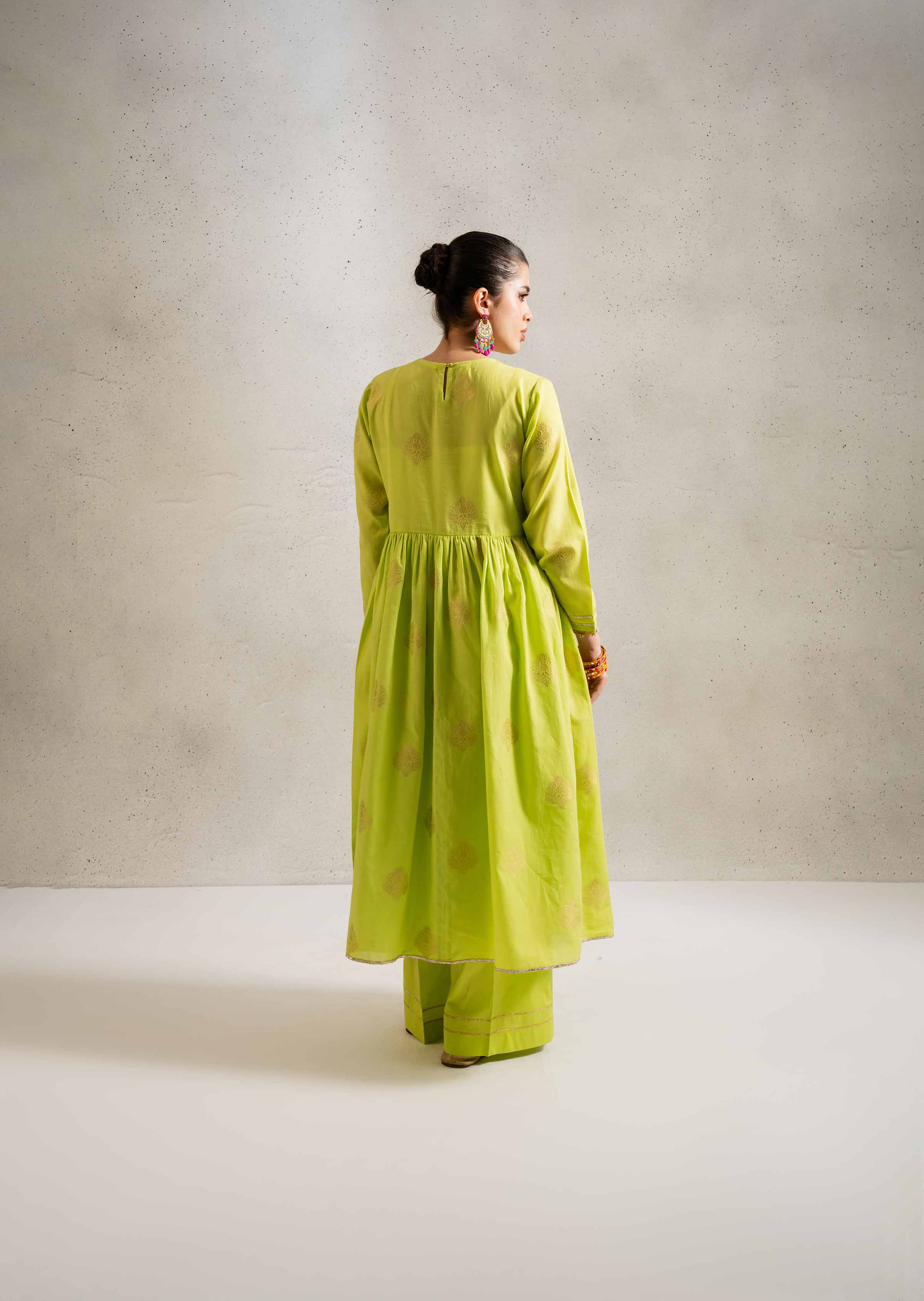 Buy Parrot Green Solids Jacquard 2-piece ready to wear Dress