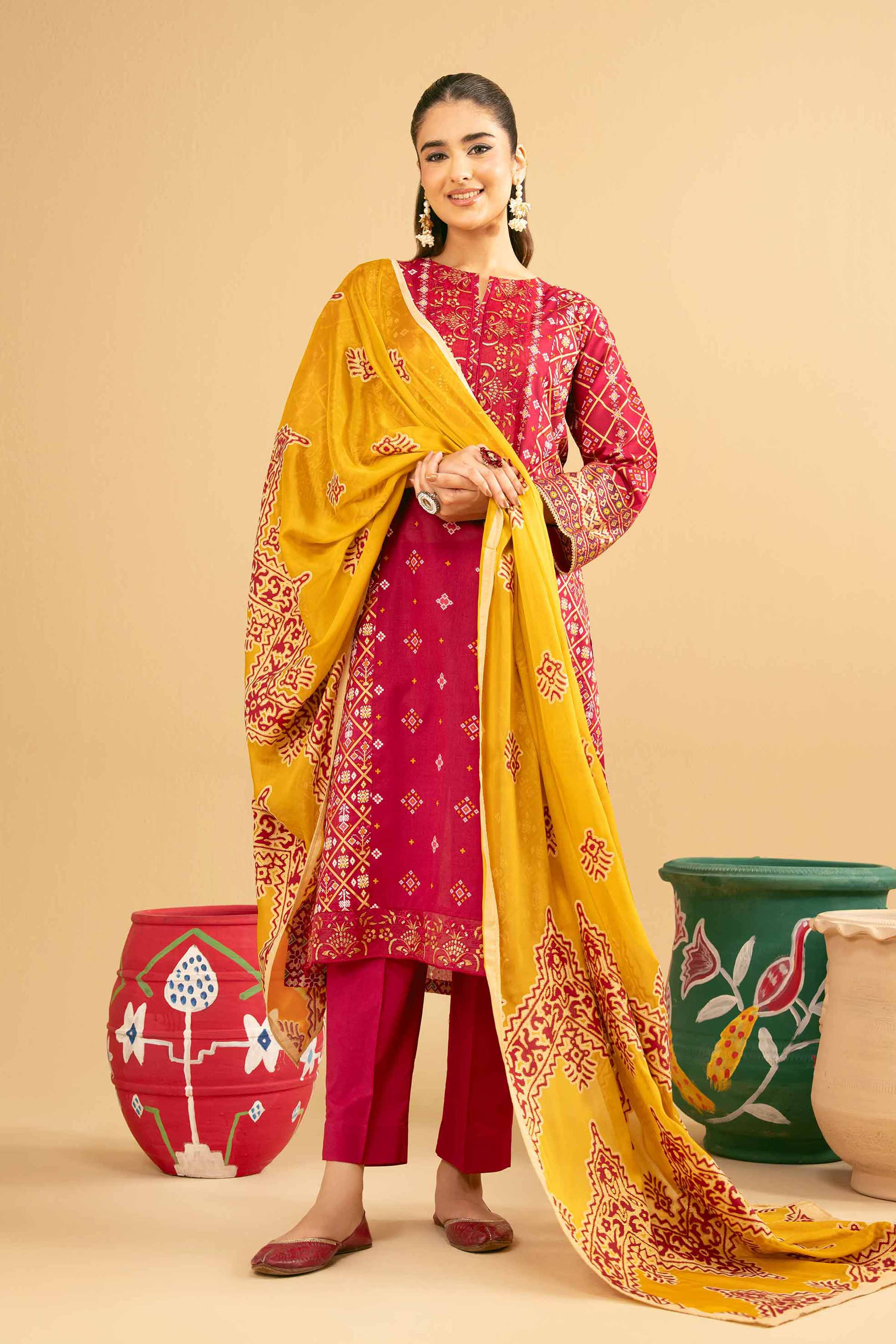 3 Piece - Printed Embroidered Suit - PE25-504 for Women - Pret Collection | Nishat | Shop Online
