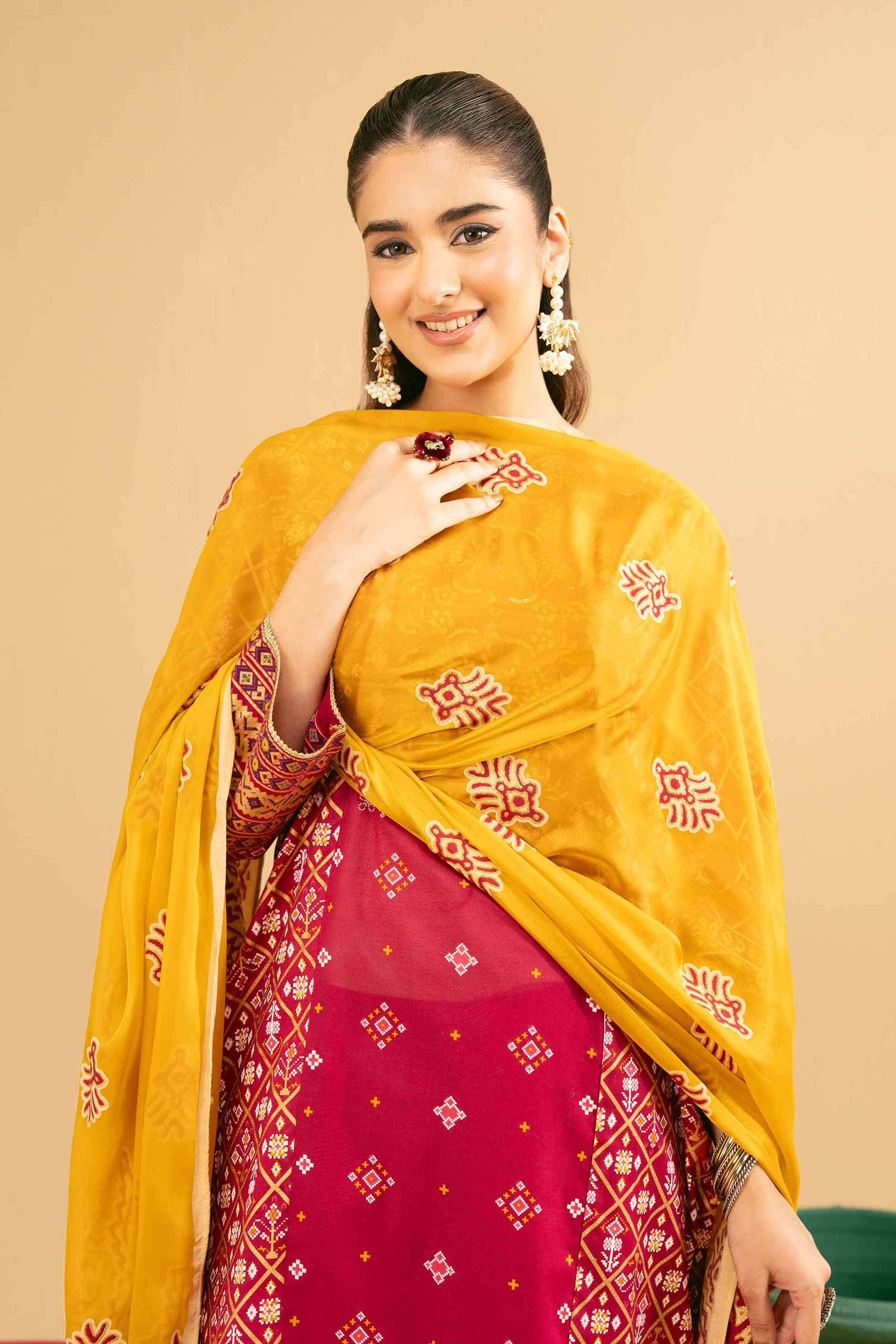 3 Piece - Printed Embroidered Suit - PE25-504 for Women - Pret Collection | Nishat | Shop Online