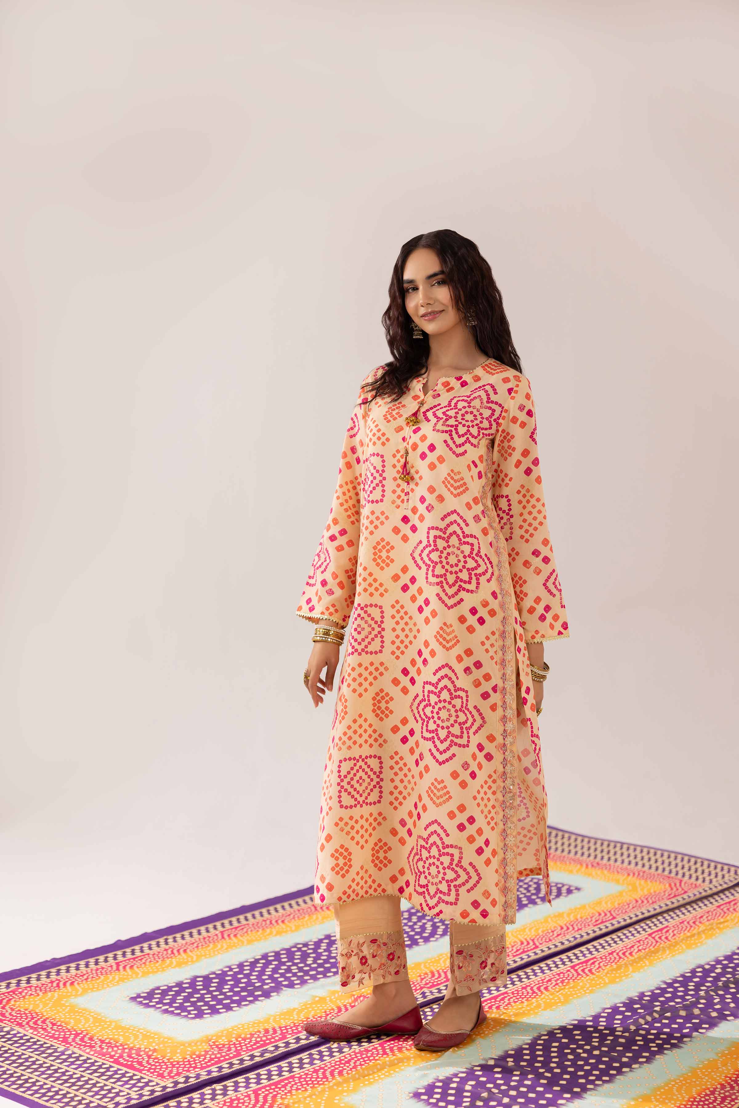 2 Piece - Printed Embroidered Suit -PE25-72