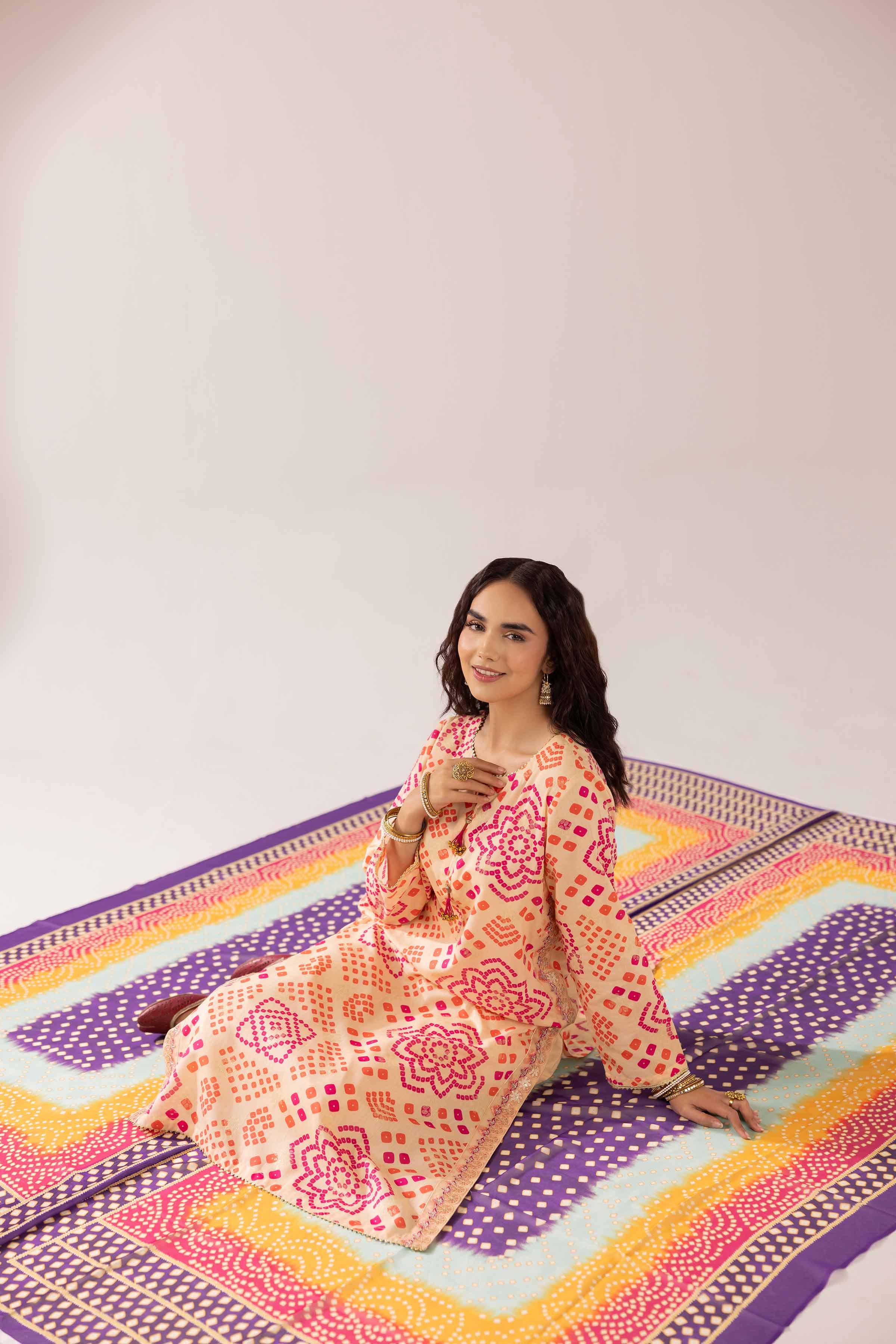 2 Piece - Printed Embroidered Suit -PE25-72