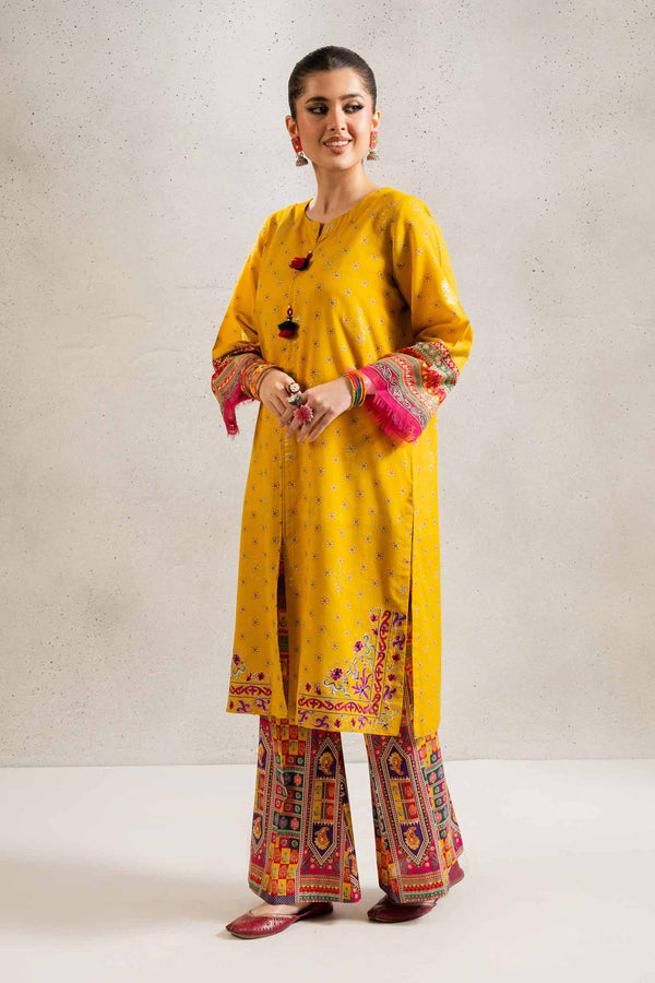 2 Piece - Printed Embroidered Suit - PE25-97