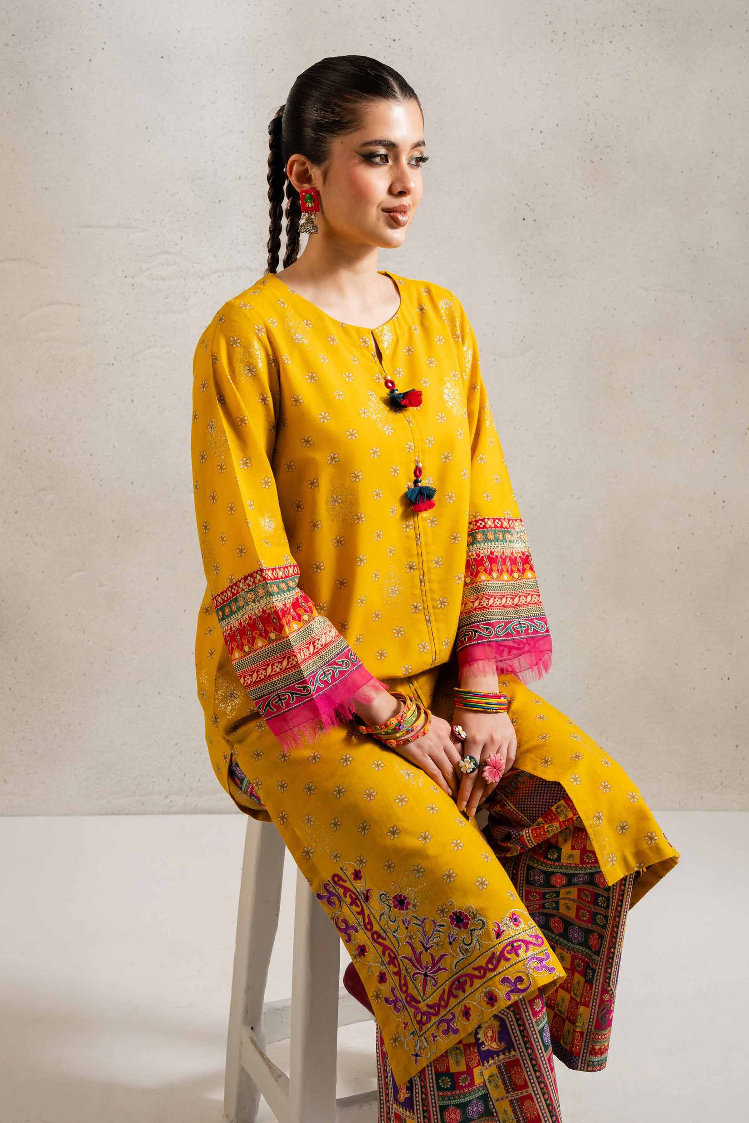 2 Piece - Printed Embroidered Suit - PE25-97
