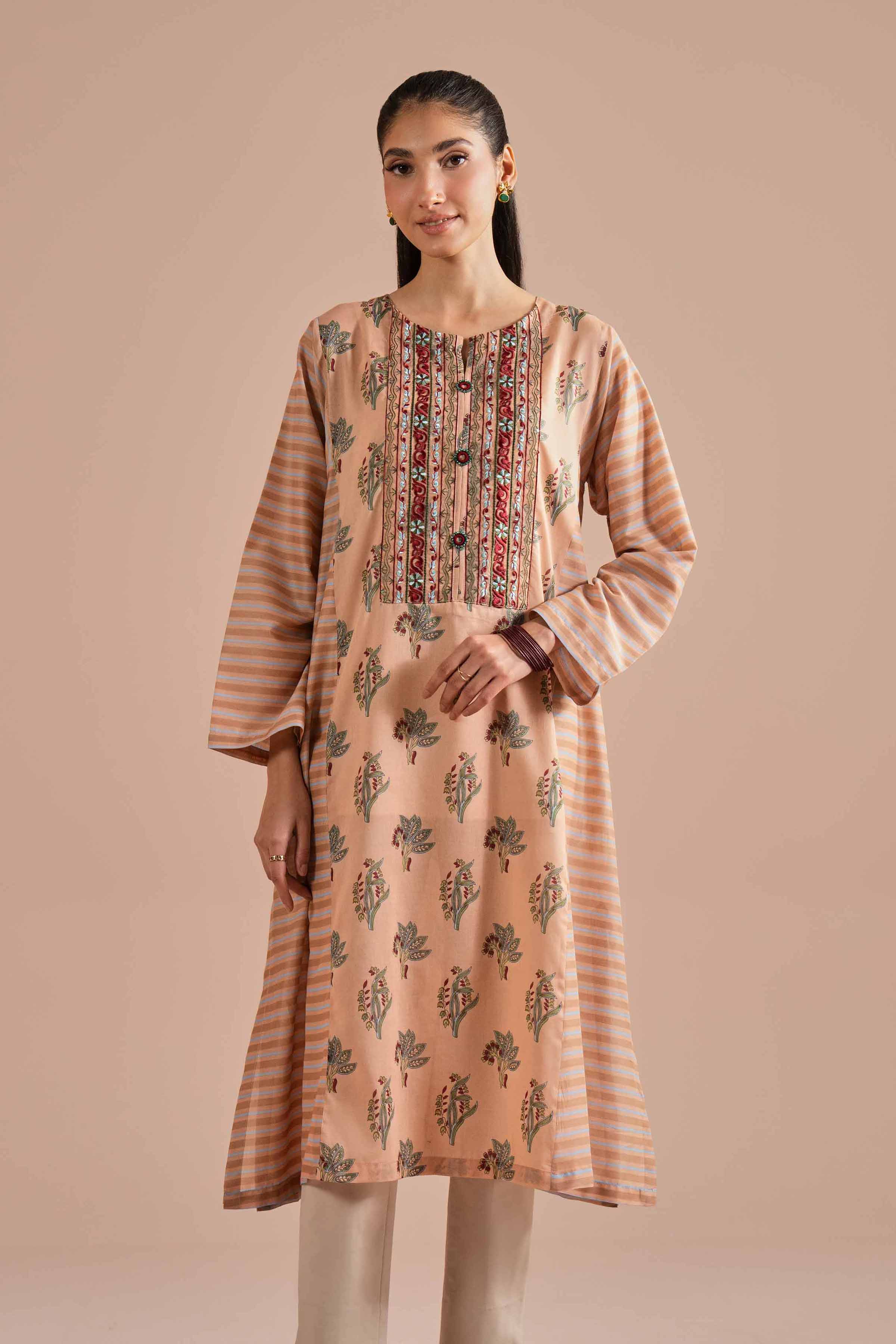 Printed Embroidered Shirt - PE26-01 for Women - Pret Collection | Nishat | Shop Online