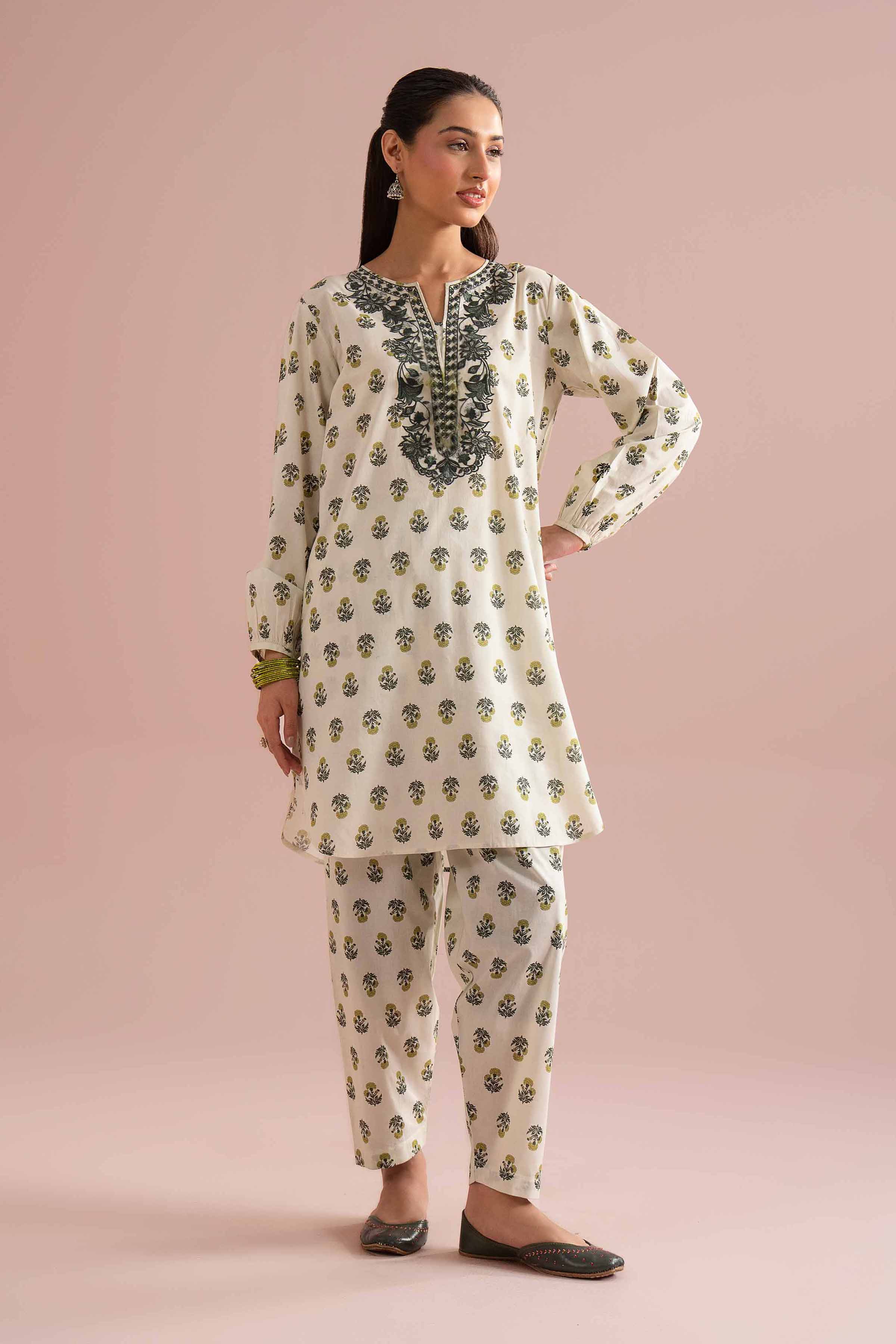 2 Piece - Printed Embroidered Suit - PE26-215