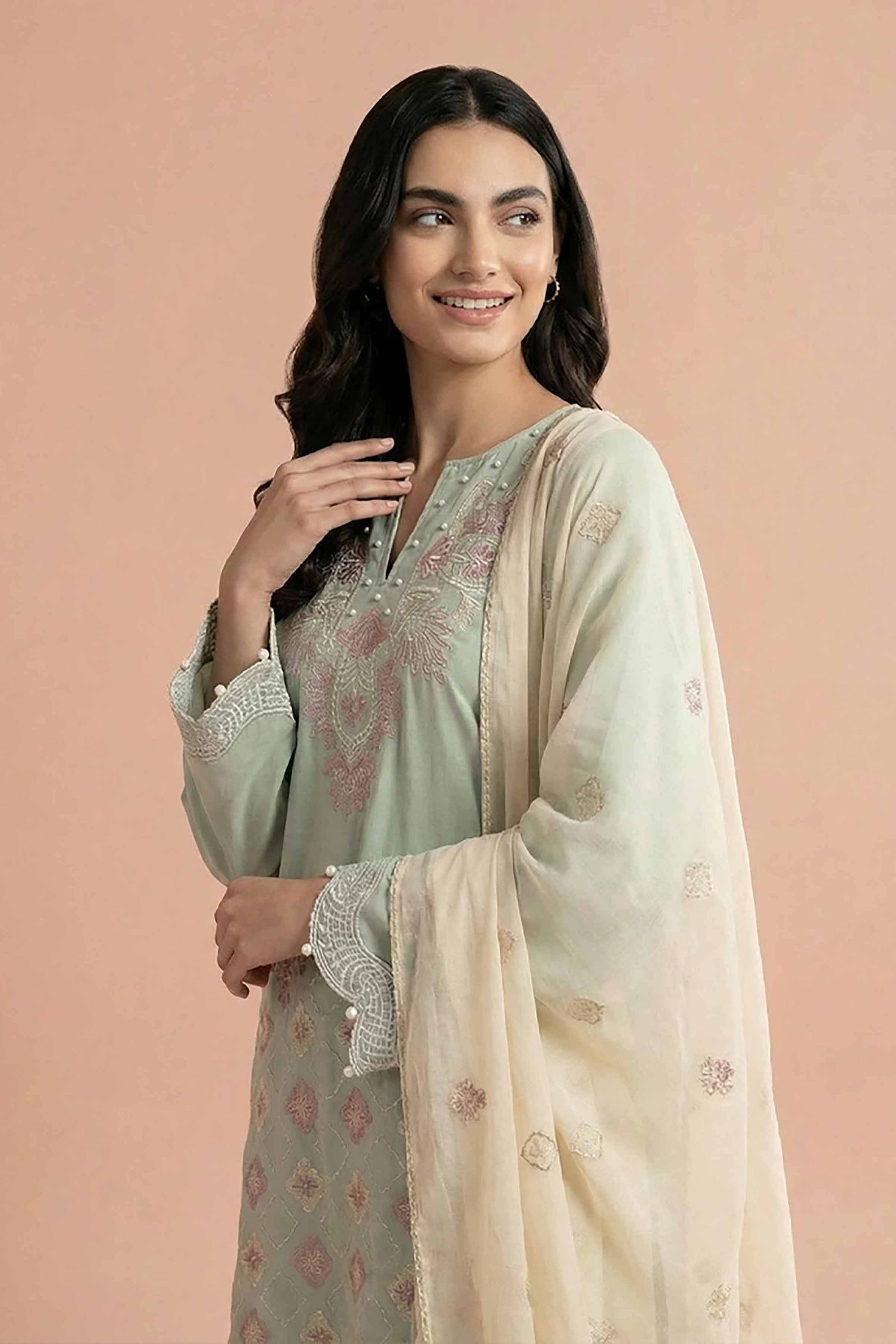 3 Piece - Embroidered Suit - PE26-298