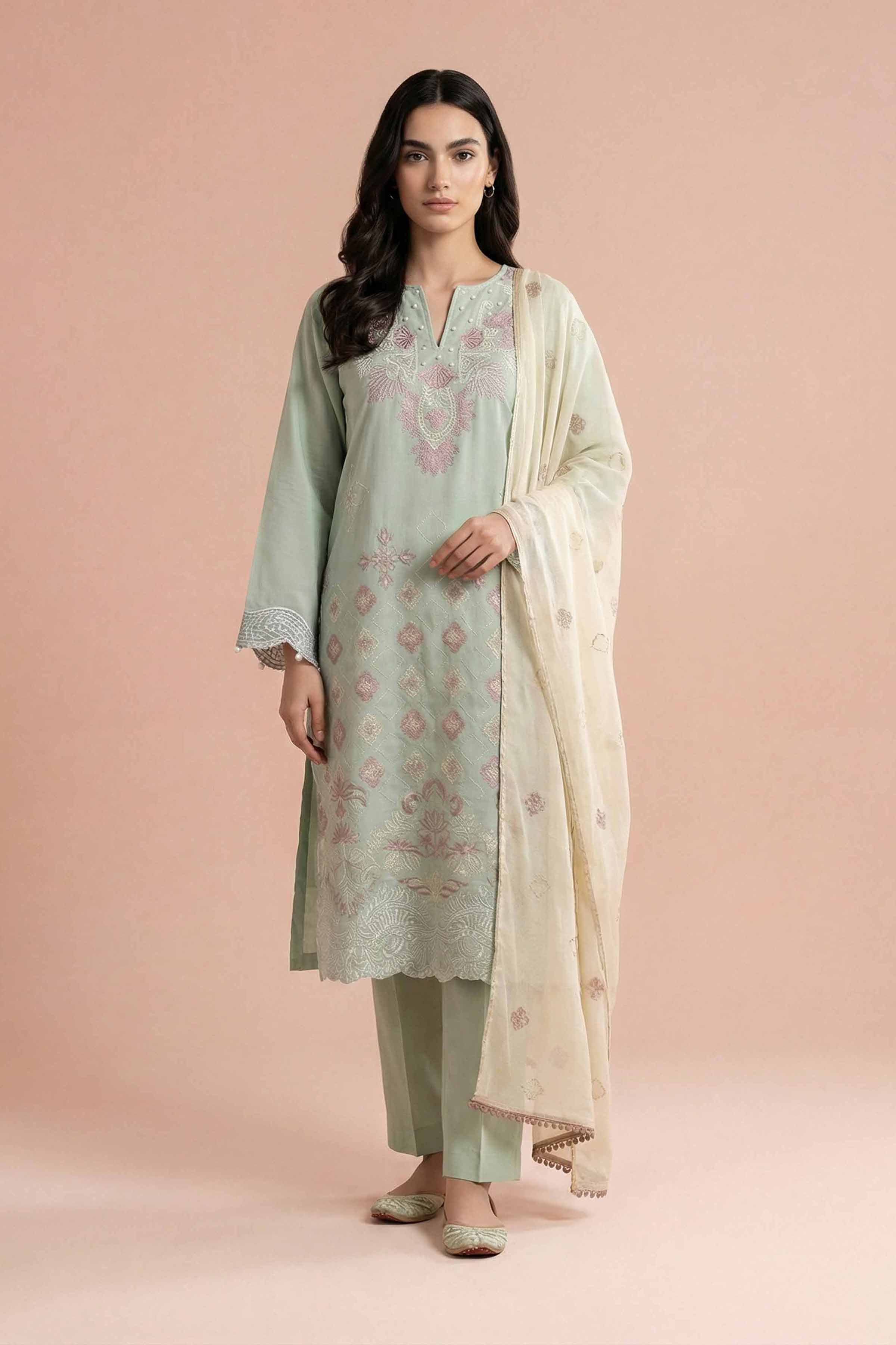 3 Piece - Embroidered Suit - PE26-298