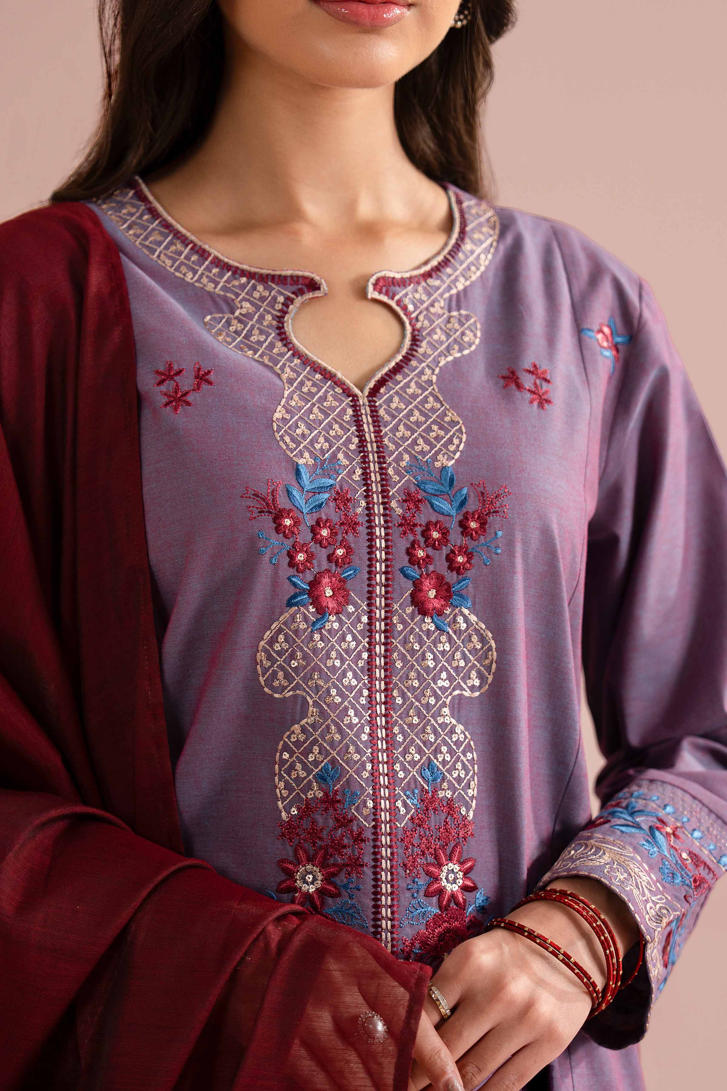 3 Piece - Embroidered Suit - PE26-309