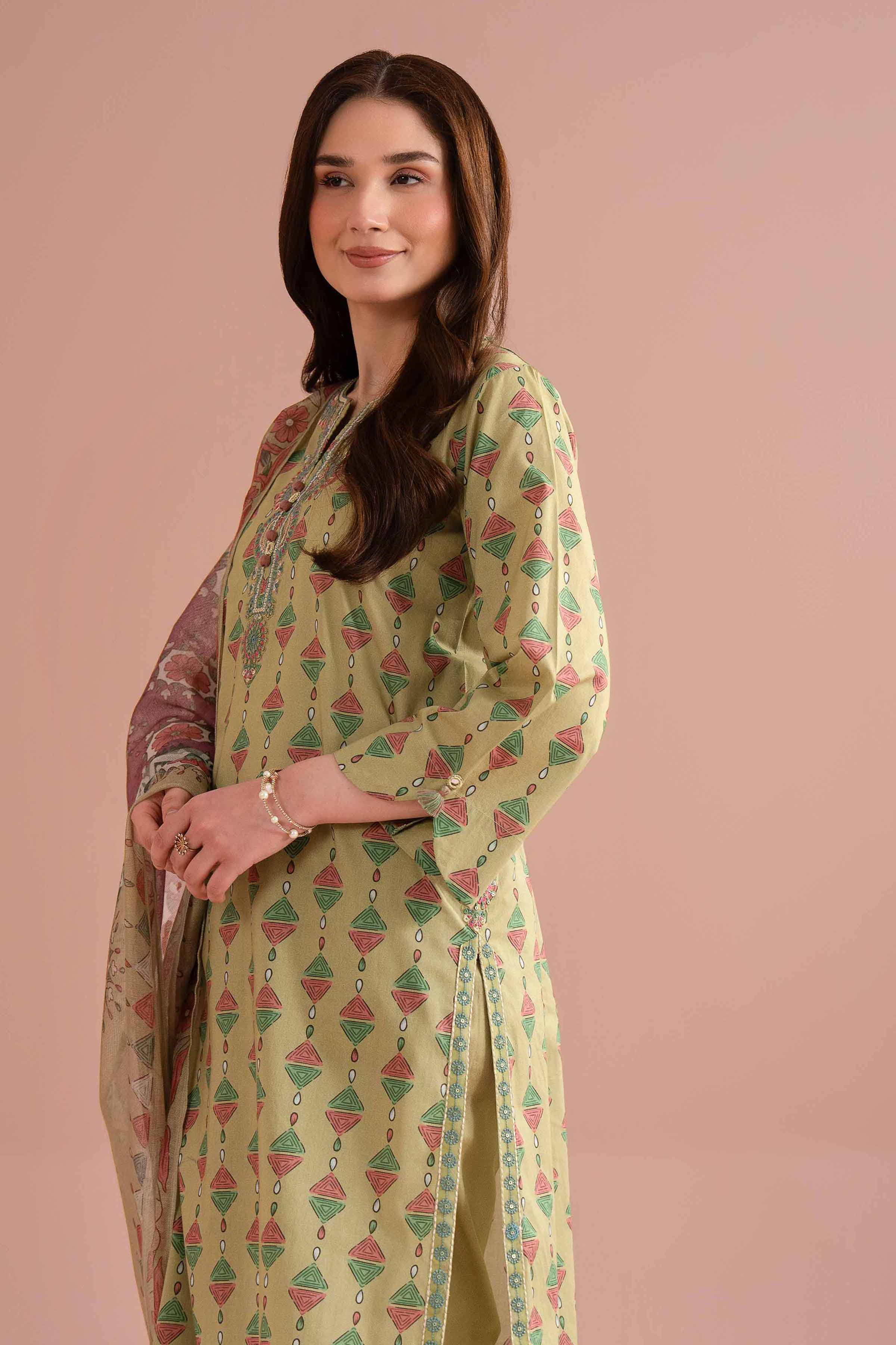 3 Piece - Printed Embroidered Suit - PE26-330