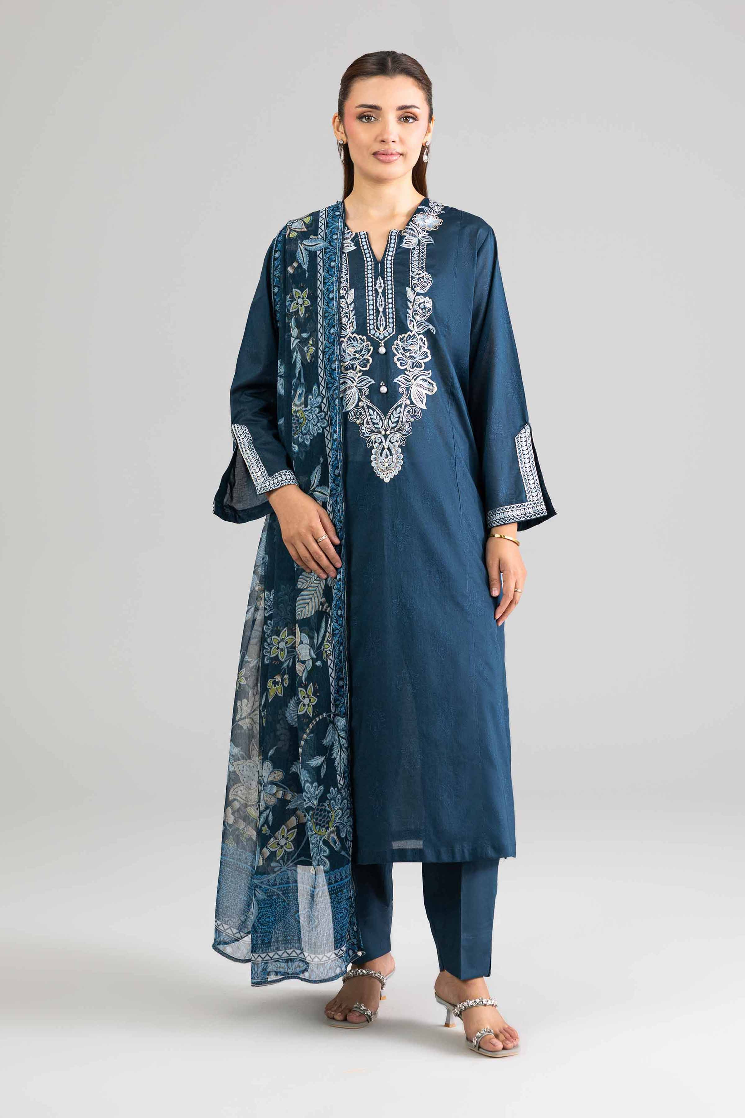 3 Piece - Printed Embroidered Suit - PE26-342