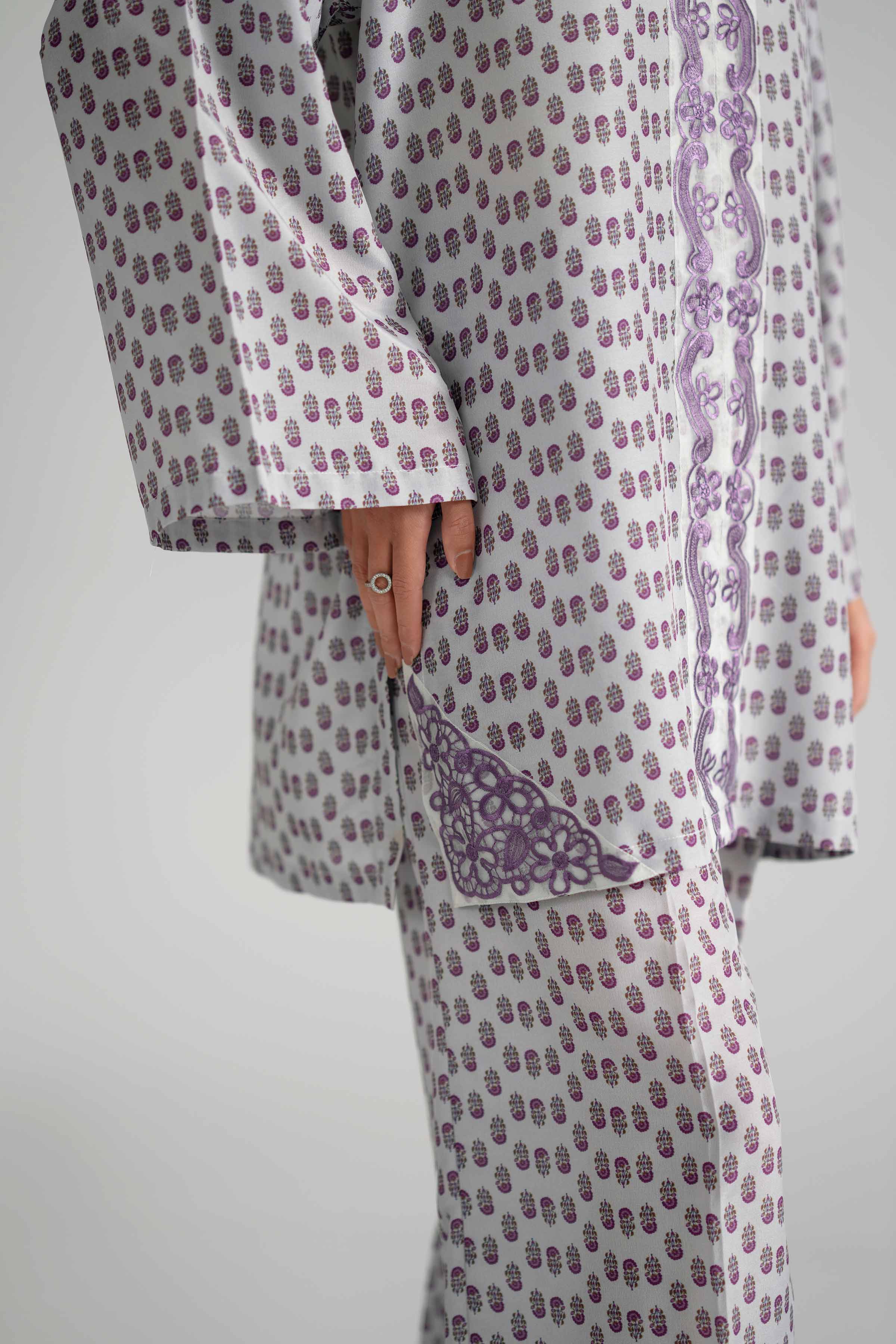 2 Piece - Printed Embroidered Suit - PE26-353