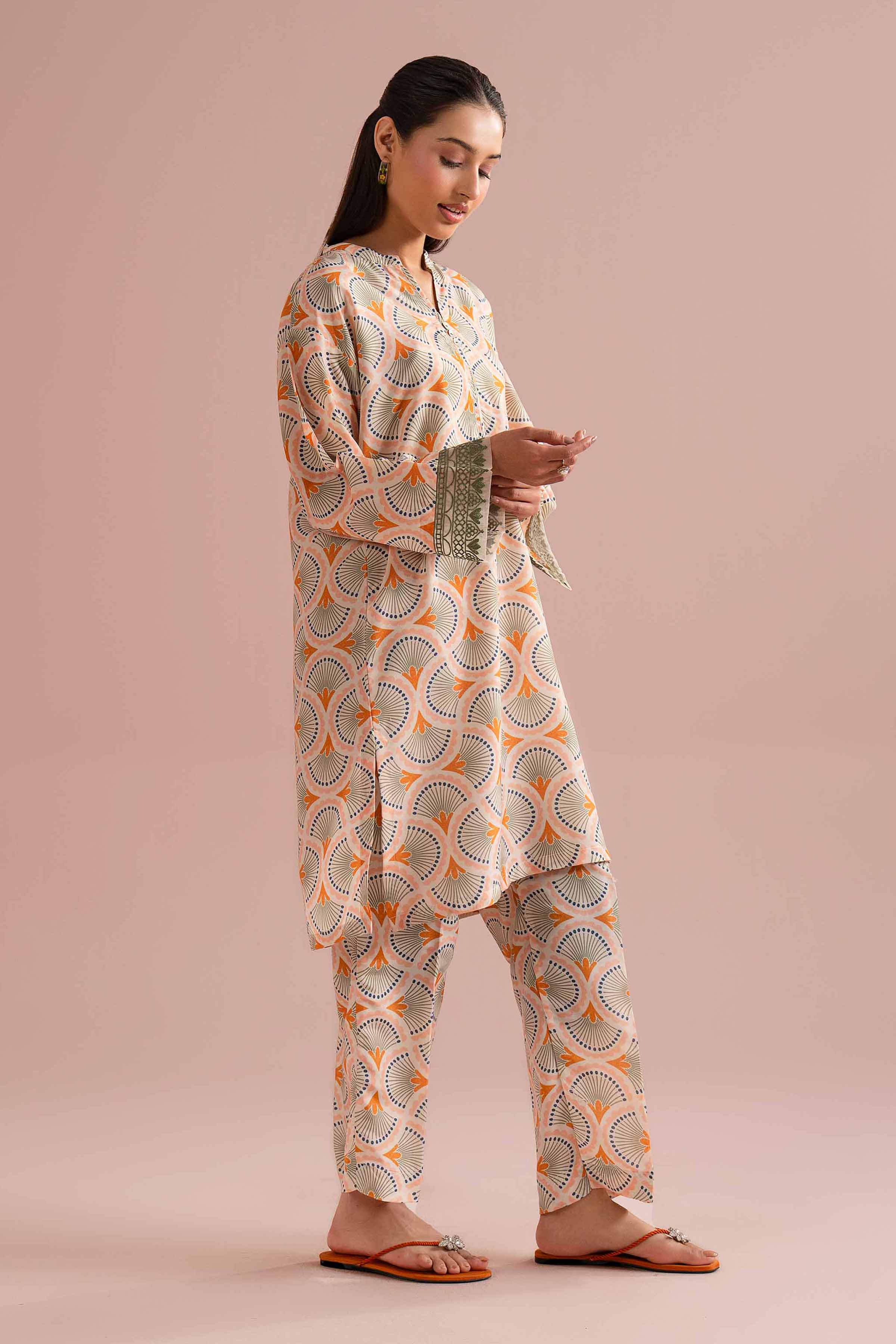 2 Piece - Printed Embroidered Suit - PE26-354