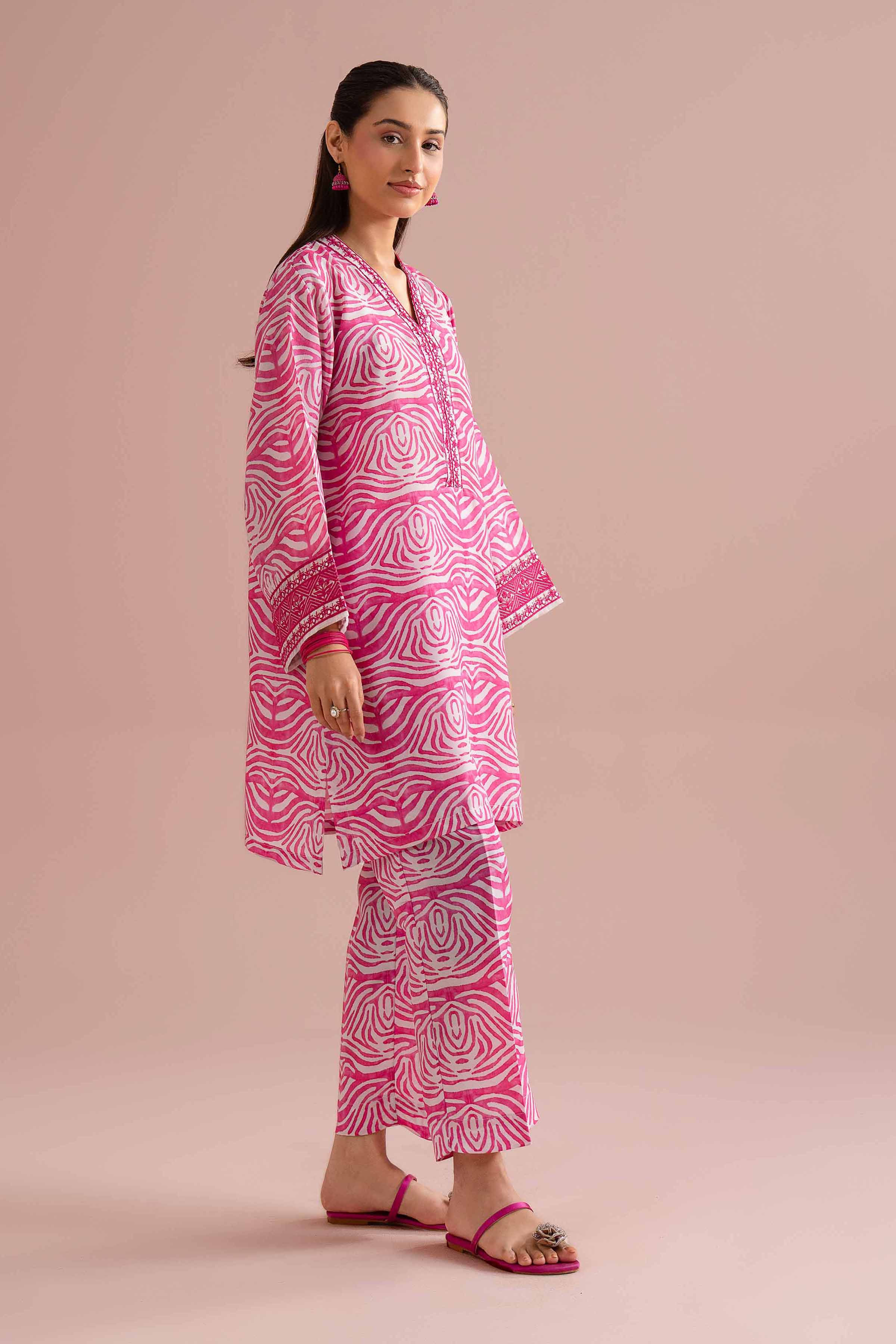 2 Piece - Printed Embroidered Suit - PE26-357