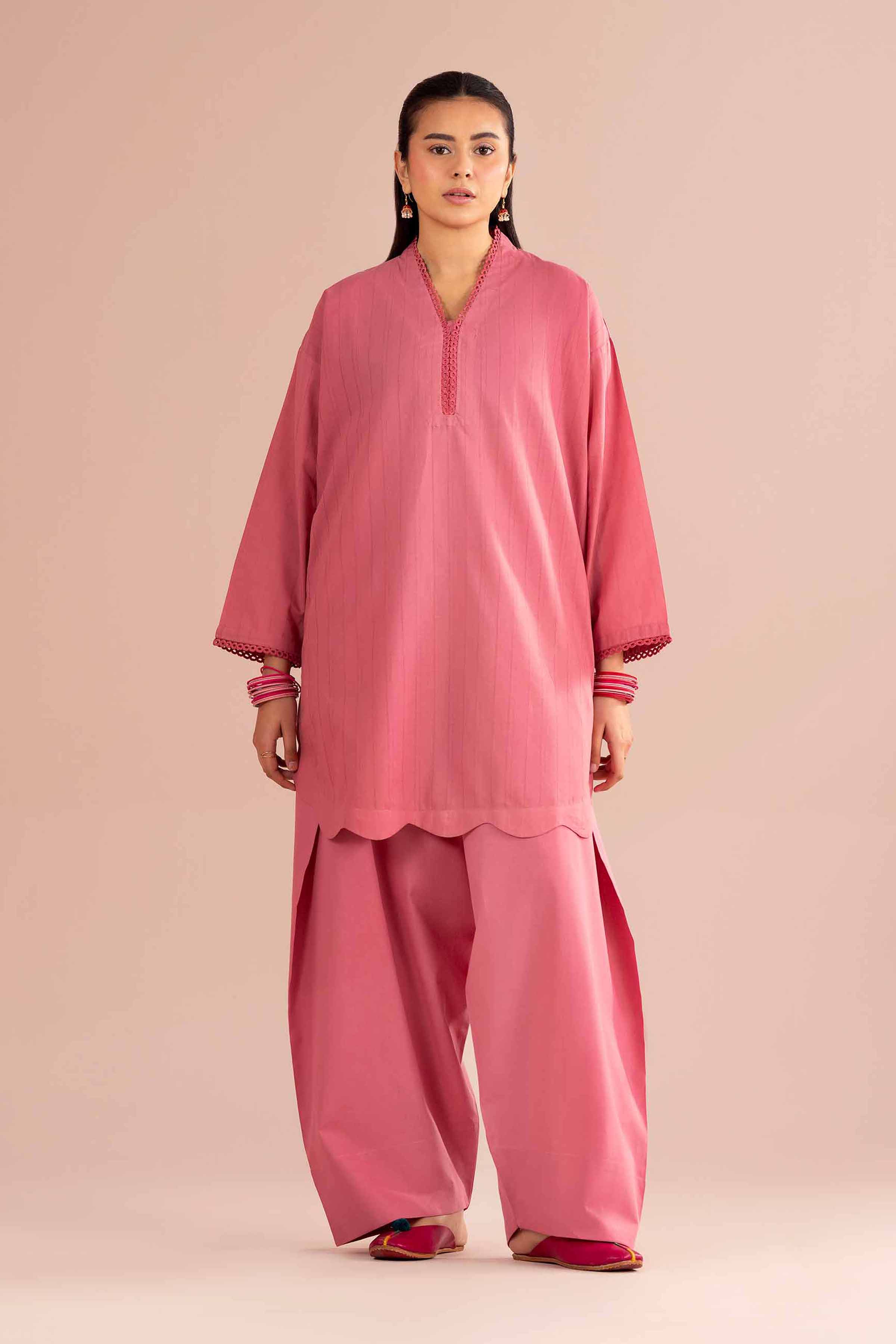 Buy Pink Solids Dobby 2PC Ready To Wear Suit -Nishat USA